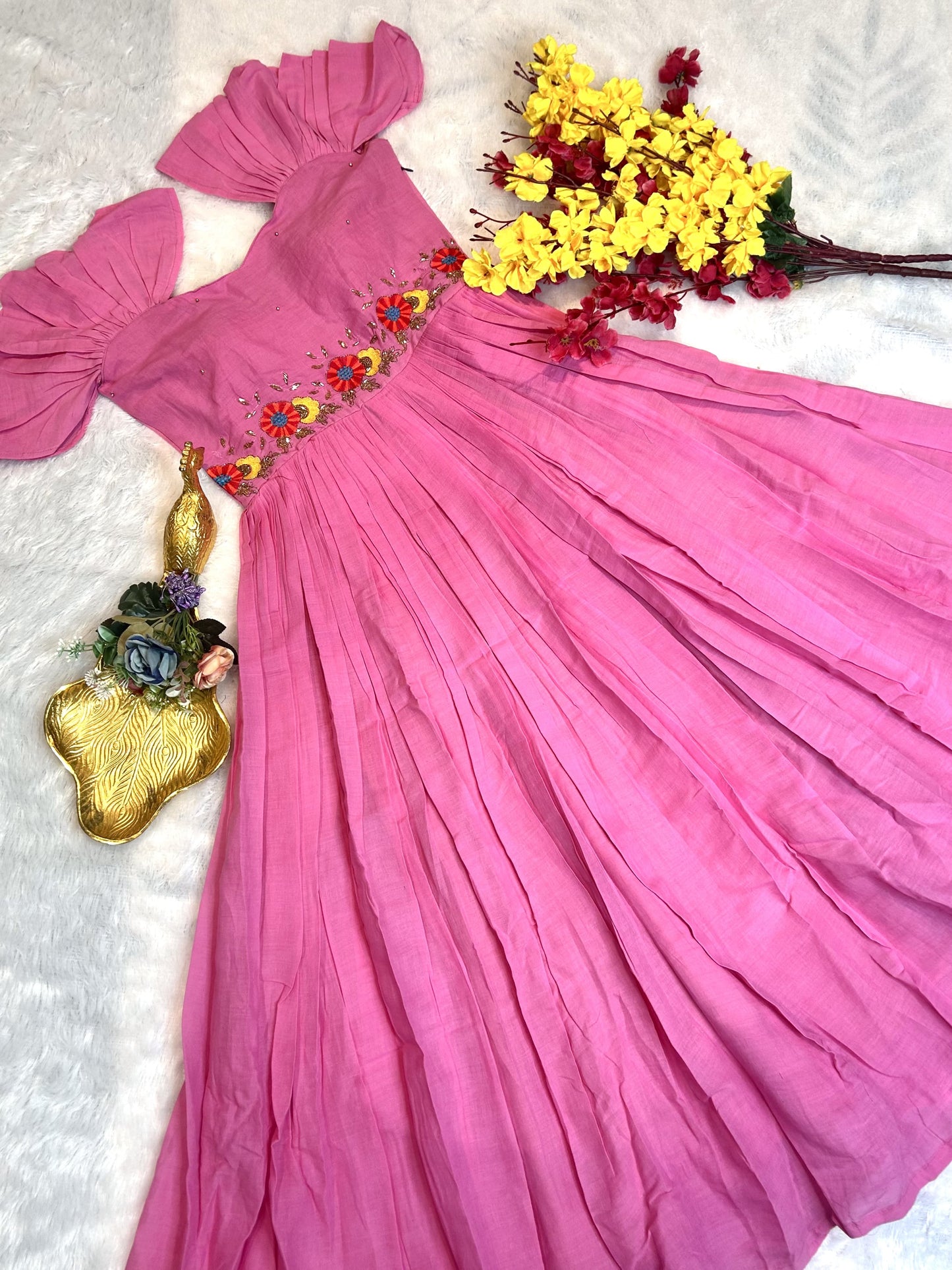 Mul mul cotton work gowns