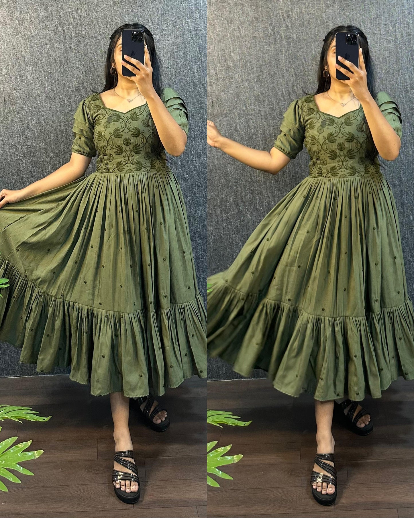 Sundari work gowns with unique style hands