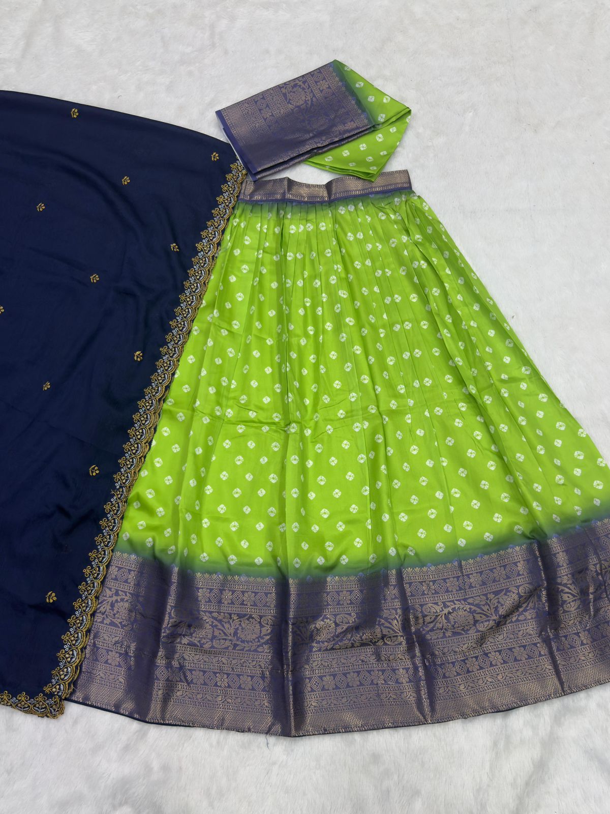 Bandhani Unstitched Lehengas With Georgette Dupattas