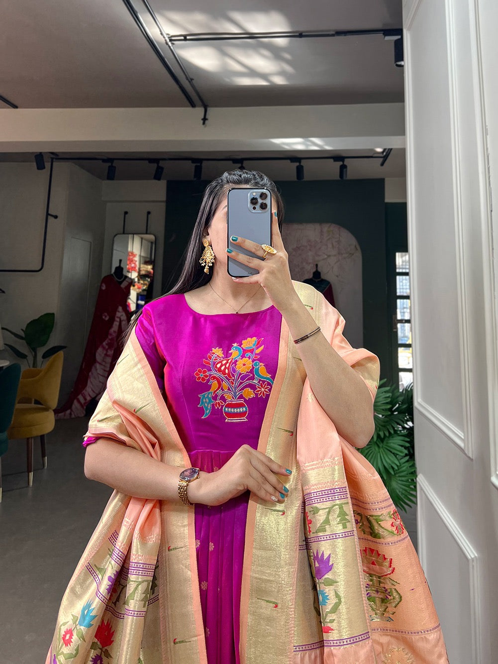 Paithani Gowns with weaving dupatta