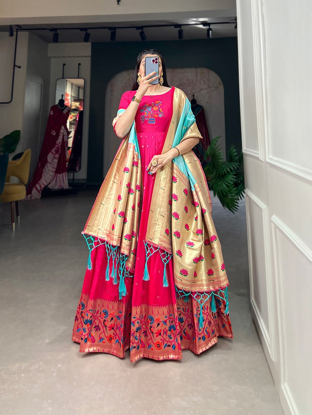 Paithani Gowns with weaving dupatta
