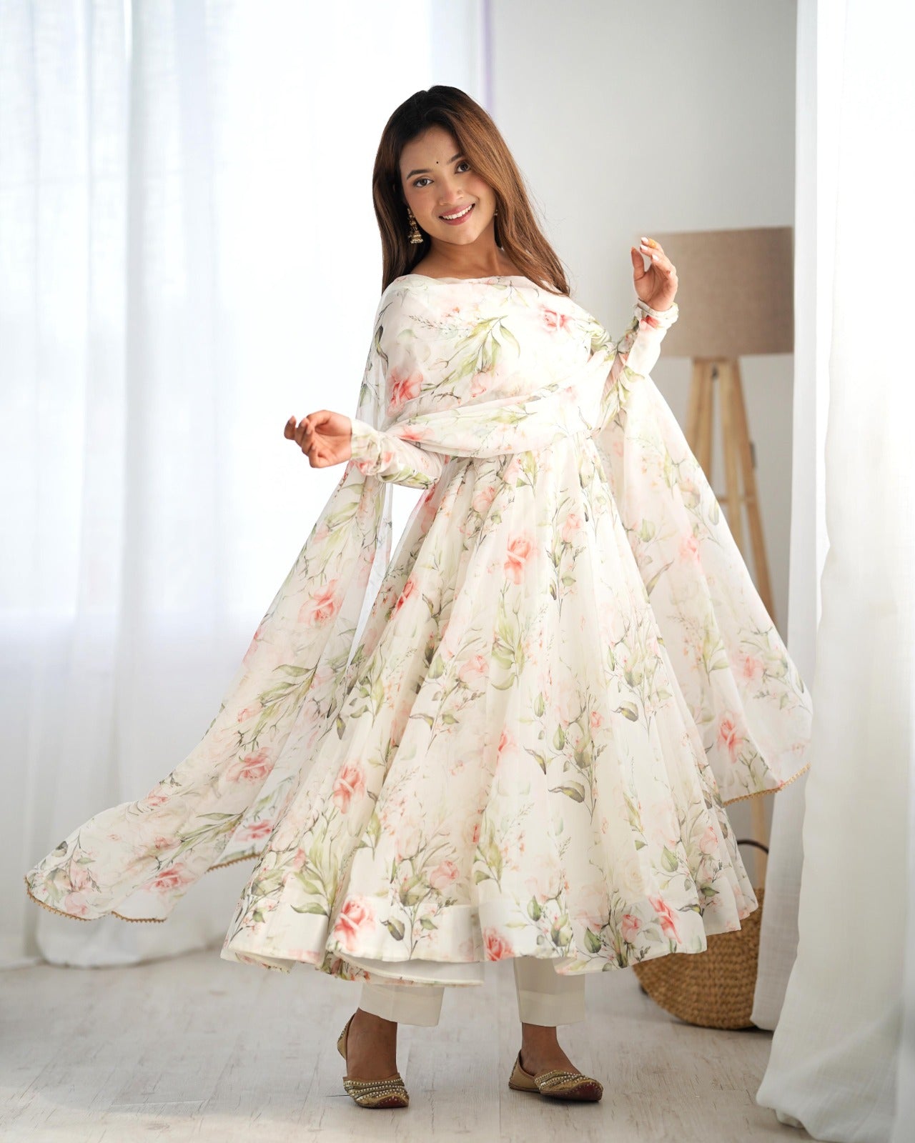 Beautiful Anarkali floral gown for weeding vibes