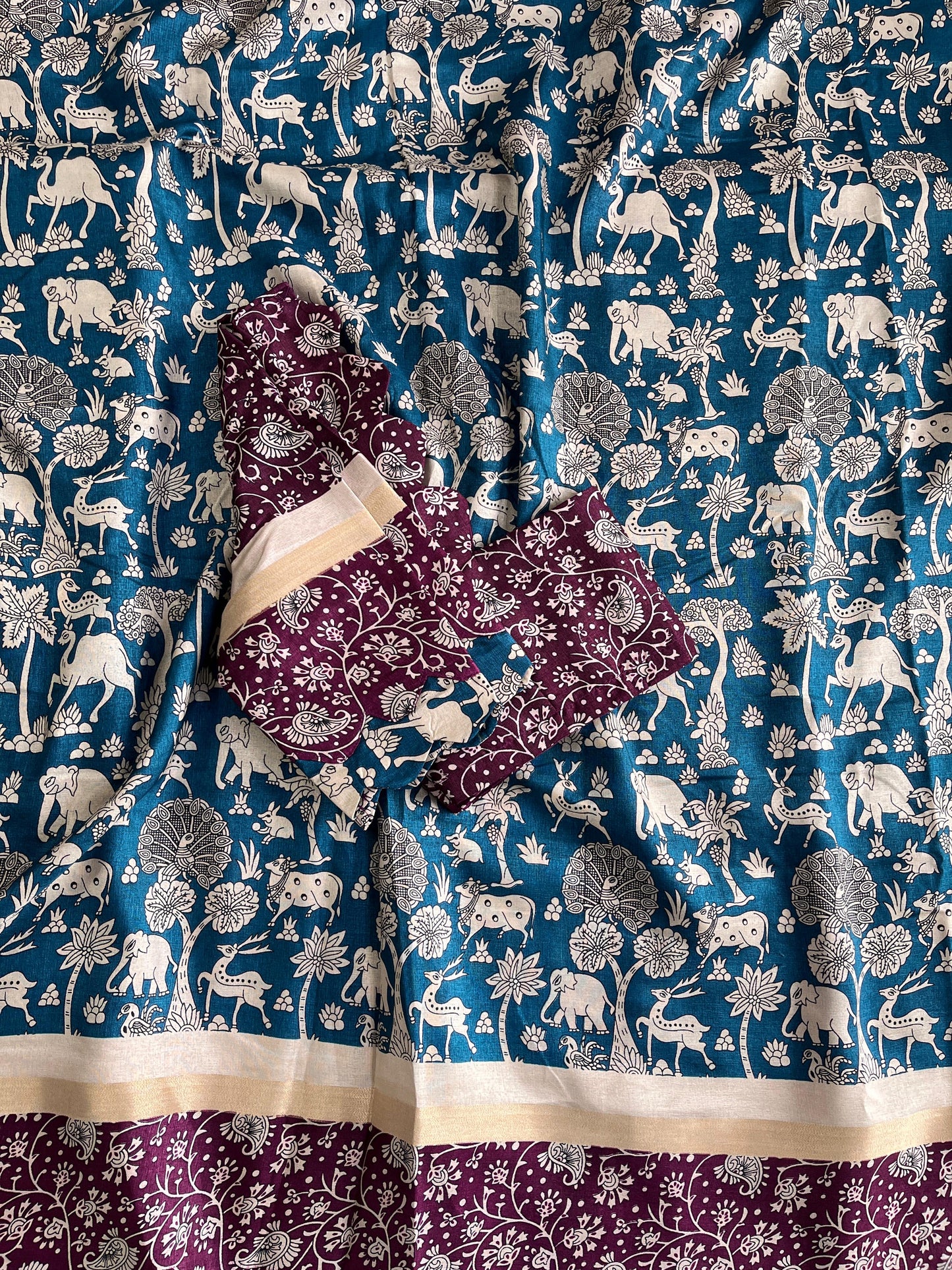 Mangalkari saree with pichwai print on all over the saree