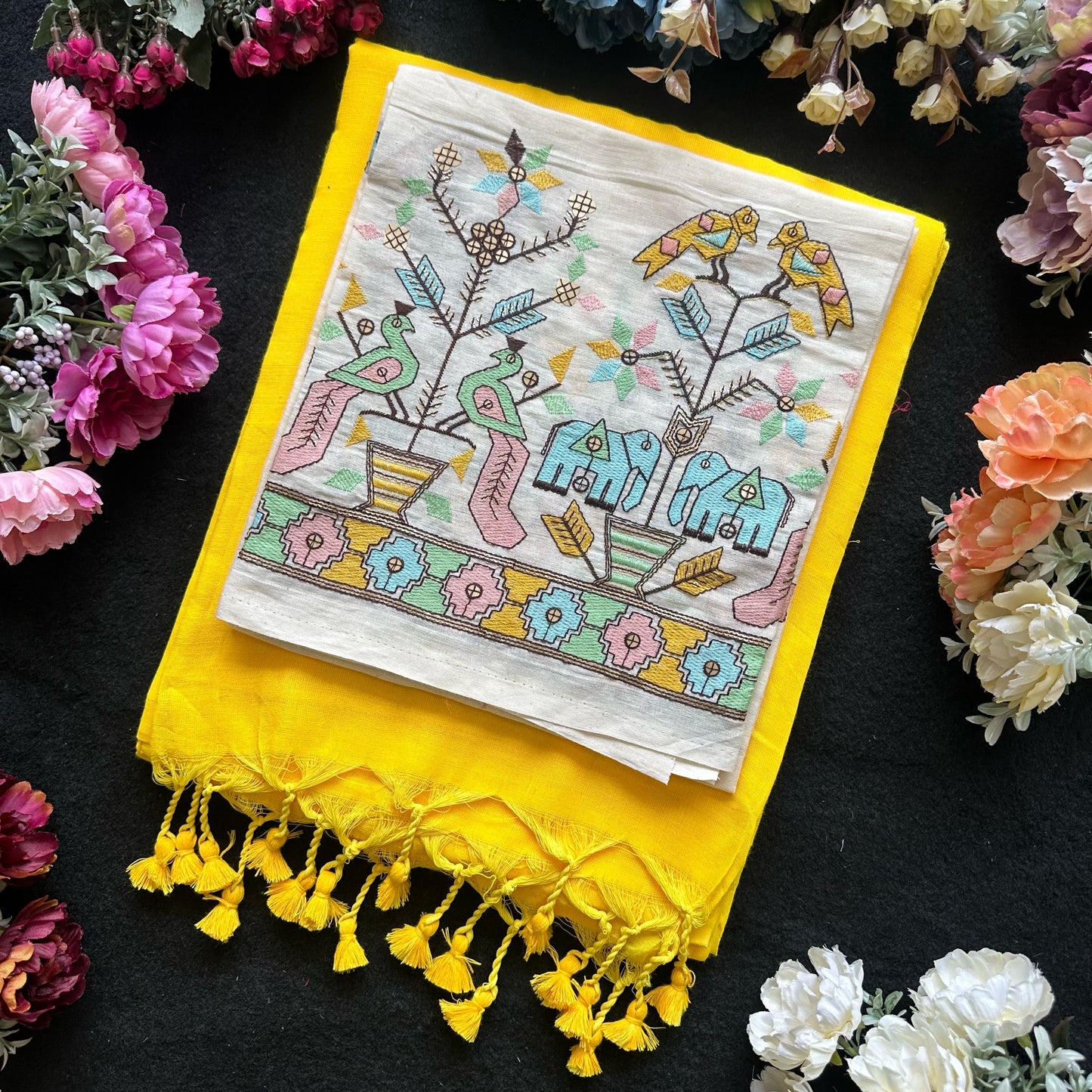 Khadi cotton with embroidery work blouse
