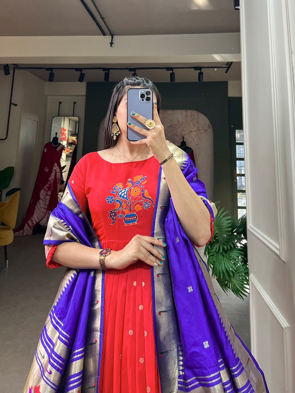 Paithani Gowns with weaving dupatta