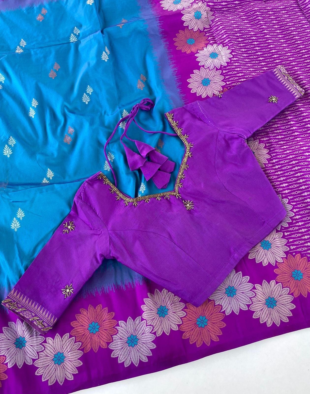Soft silk luxe saree with stitched Blouses