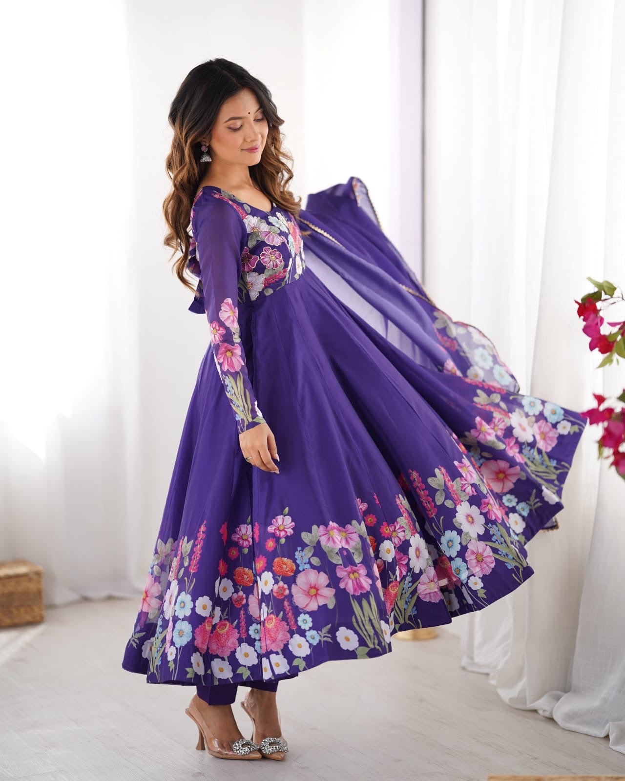 Anarkali Gown 3 Pieces Sets Floral Designer