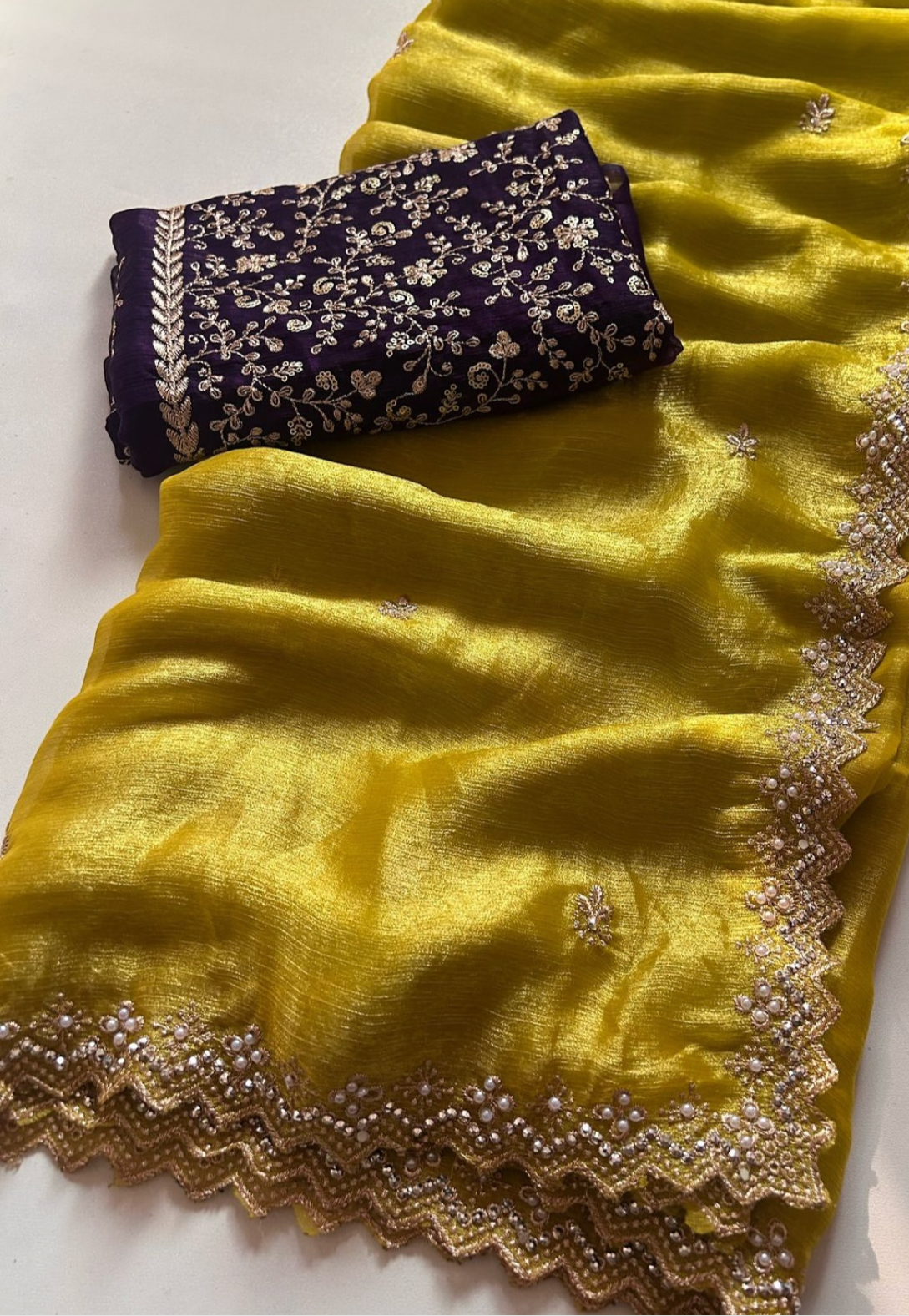 Desginer Blouse Chiffon Crush Budget saree