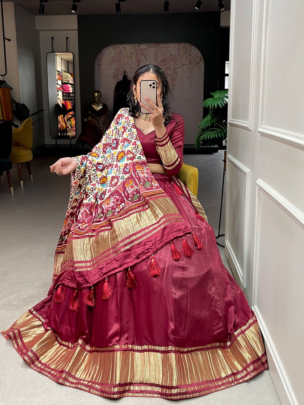 Patola/pichwai duppata with Lehengas gaji silk sets