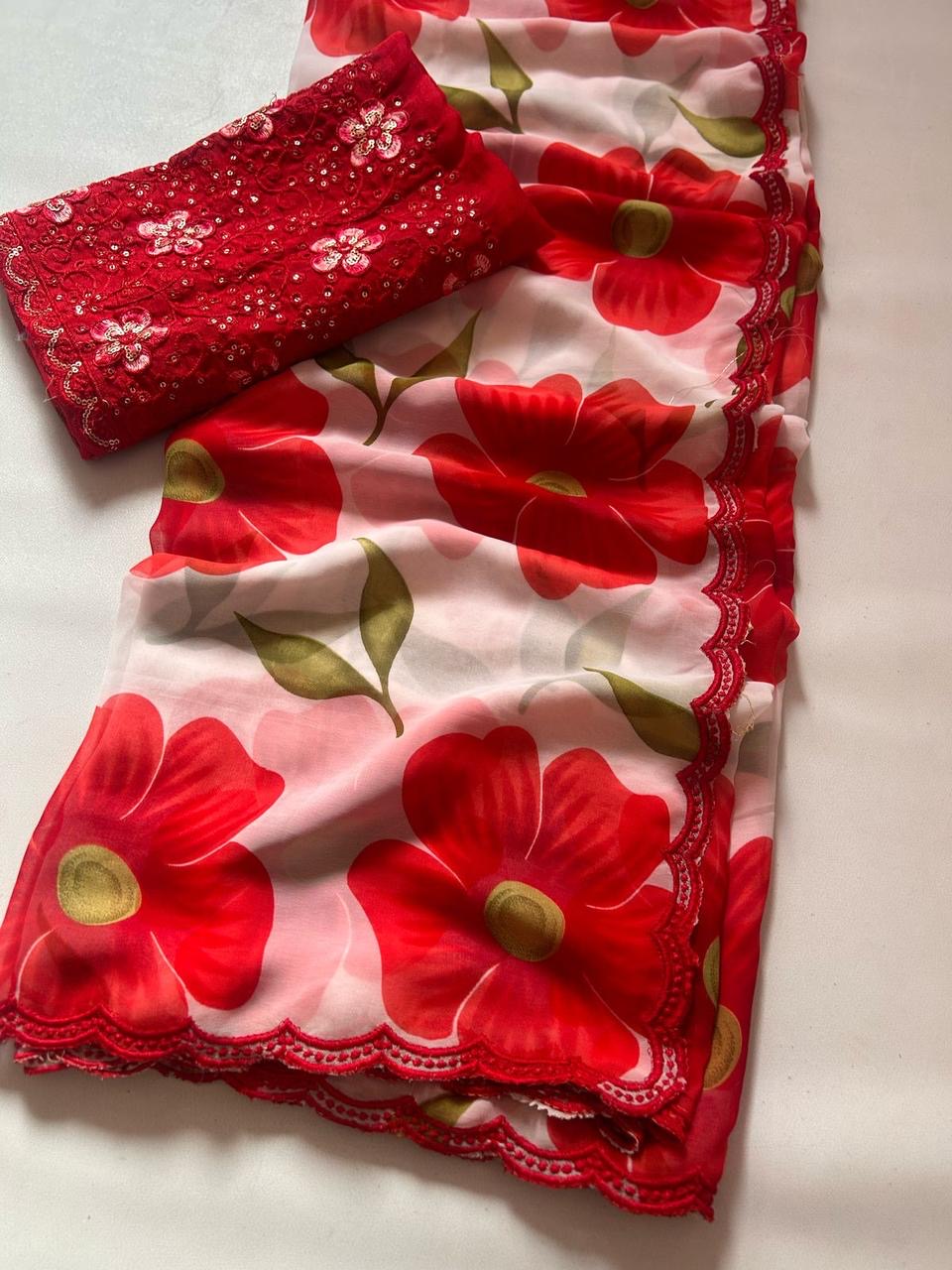 Georgette saree soft mul slab
