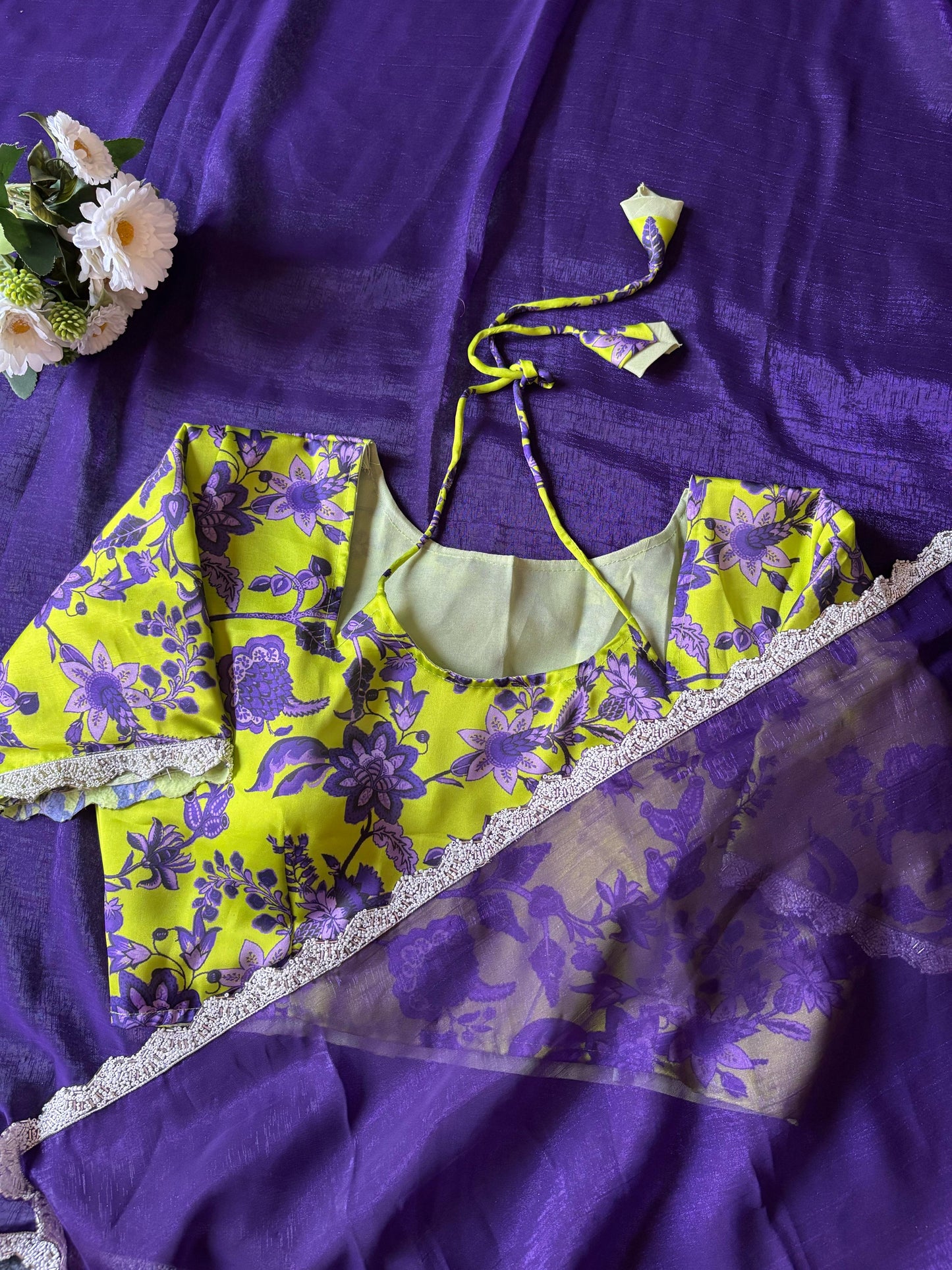 Thread model Blouse Candy Crush saree with stitched