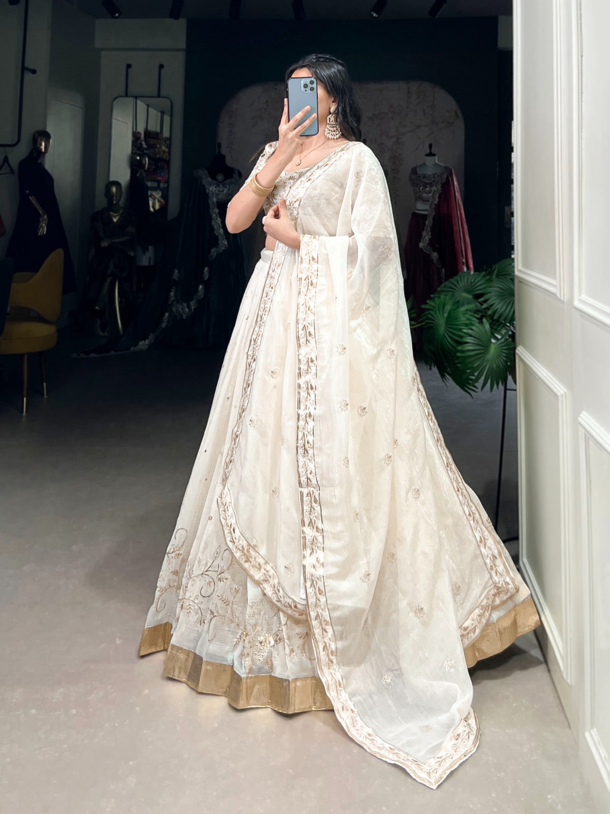 Glam Silver Glossy lehengas