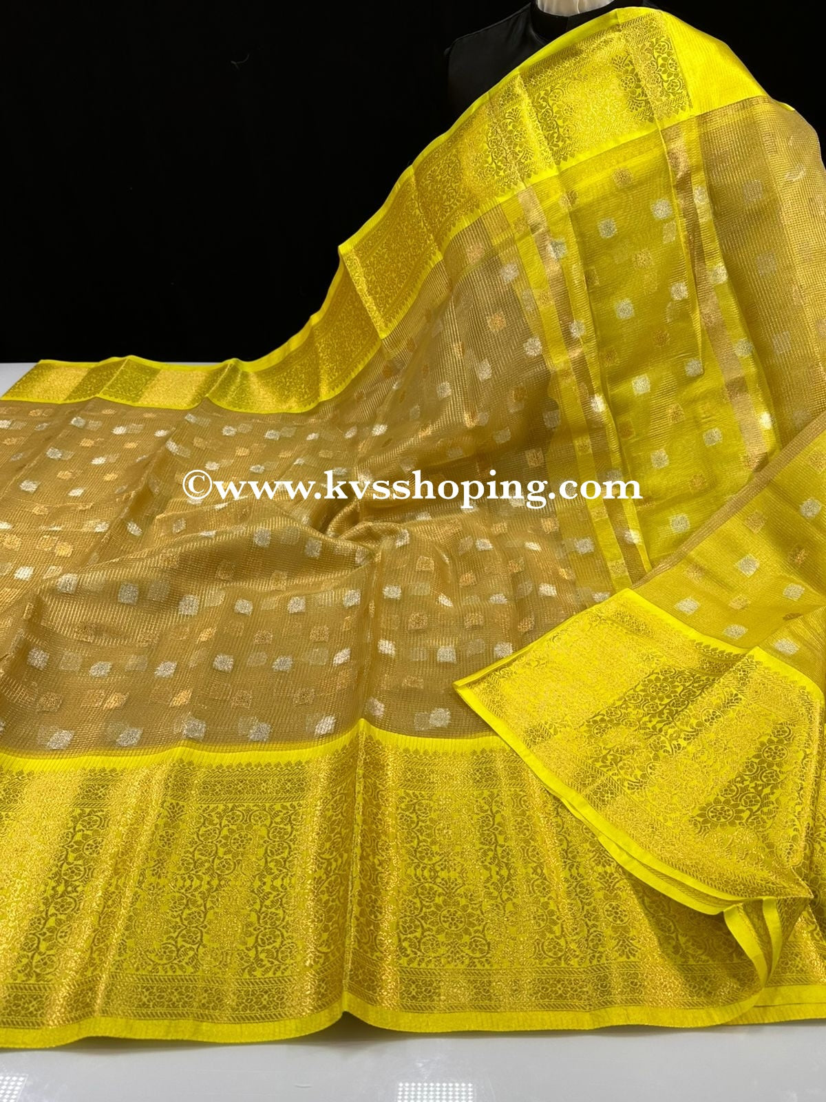 Semi Soft Golden Kota Tissue Budget Sareea (Celebrate inspired)