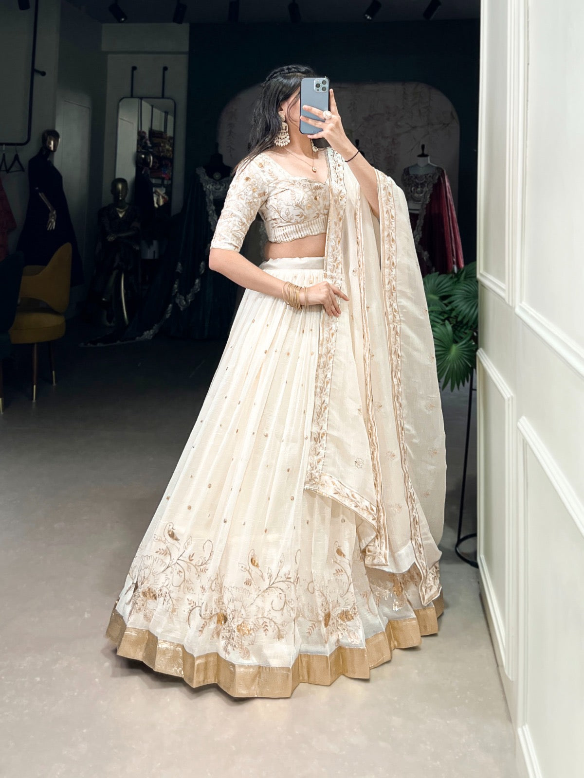 Glam Silver Glossy lehengas