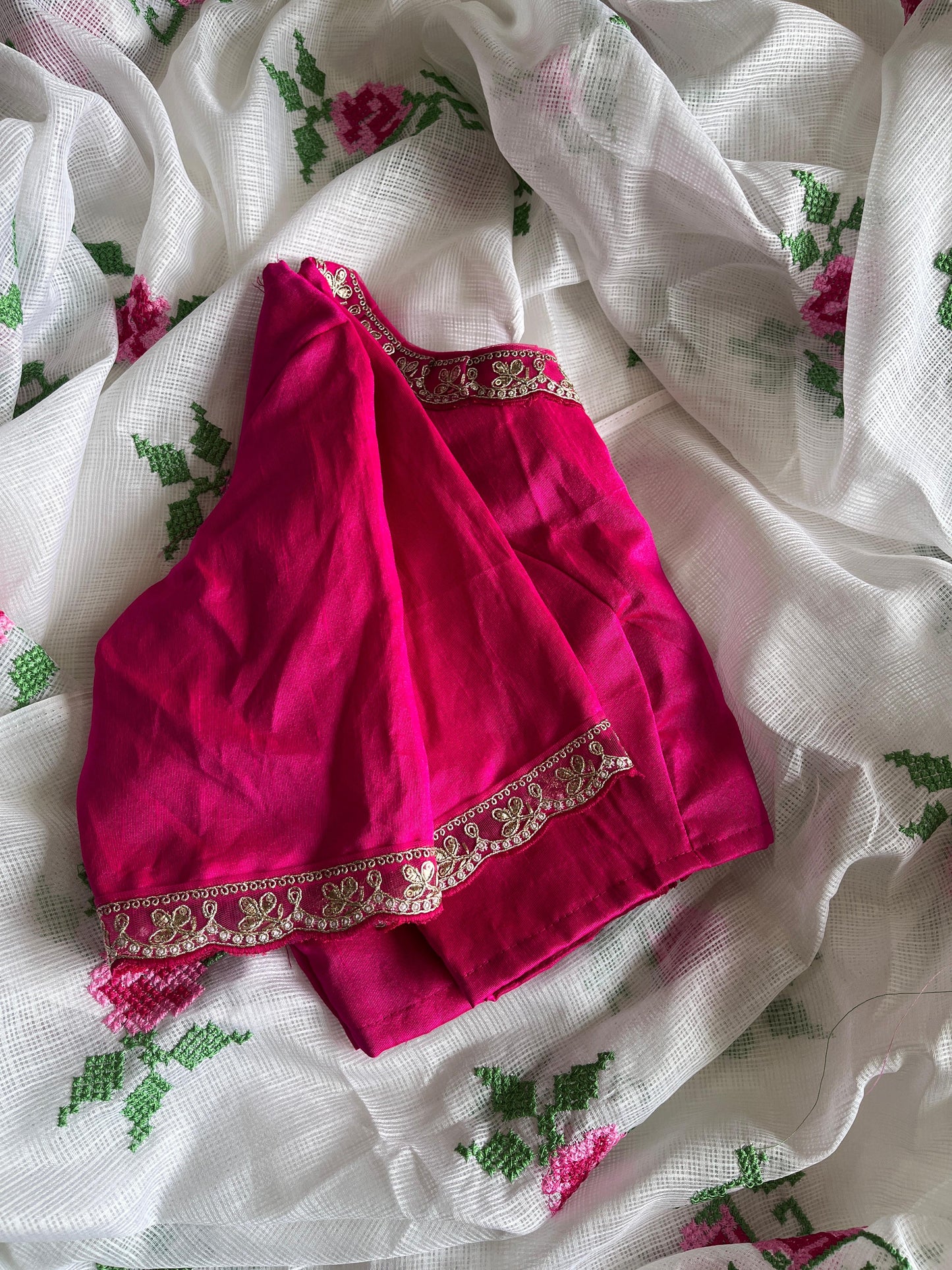 Kota doriya sraee with Desginer lace stitched blosue