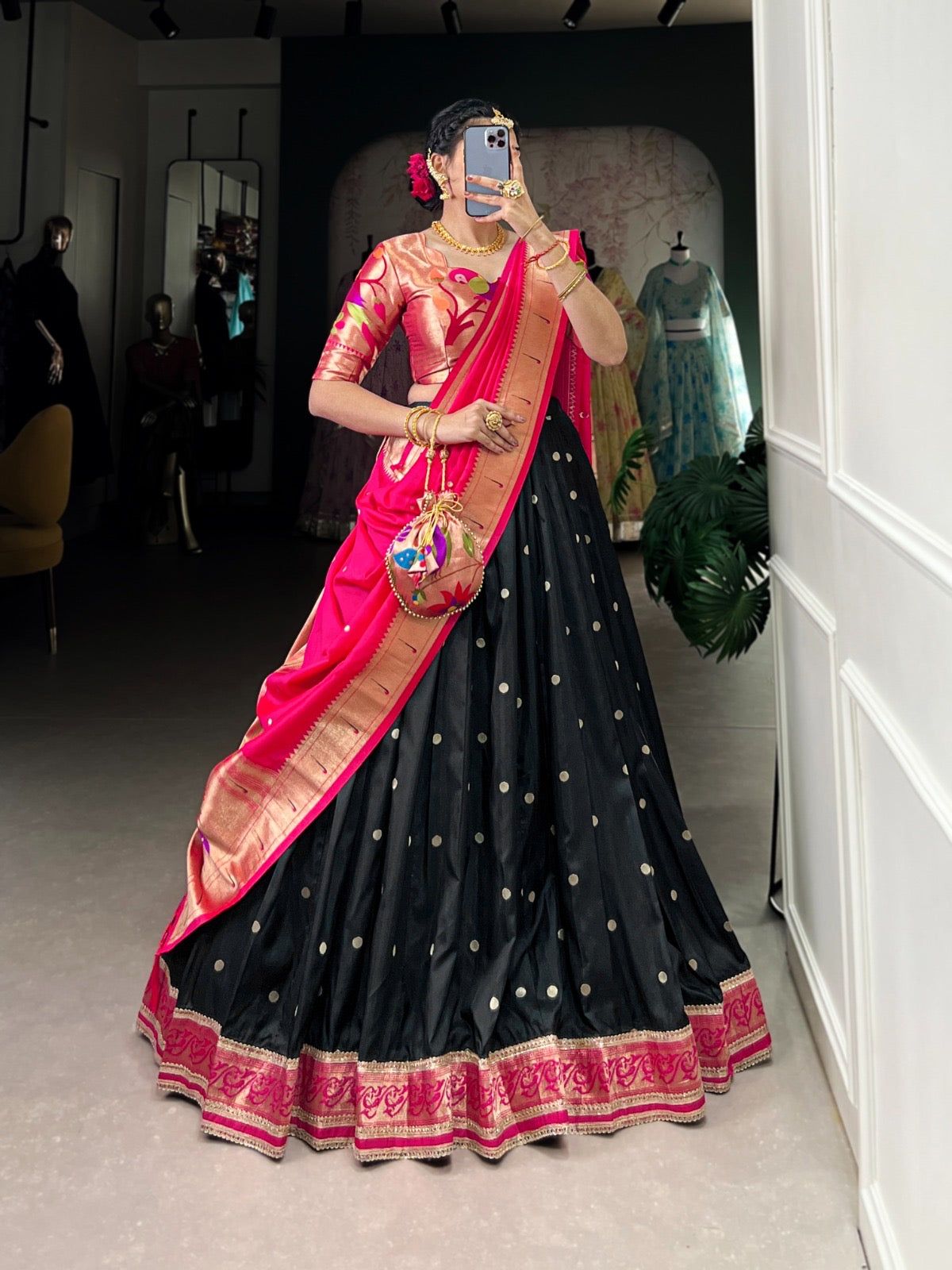 Paithani Unstitched Lehengas set with dupatta