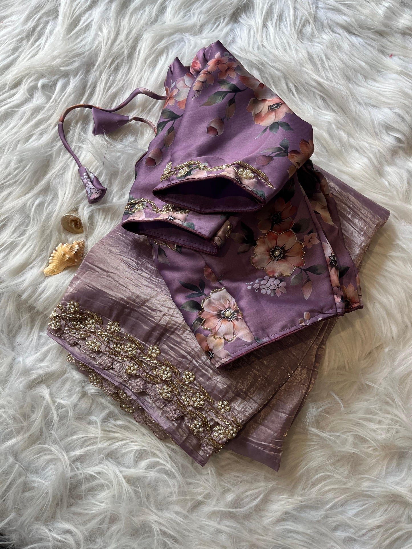 Crush fancy saree with stitched Blouse