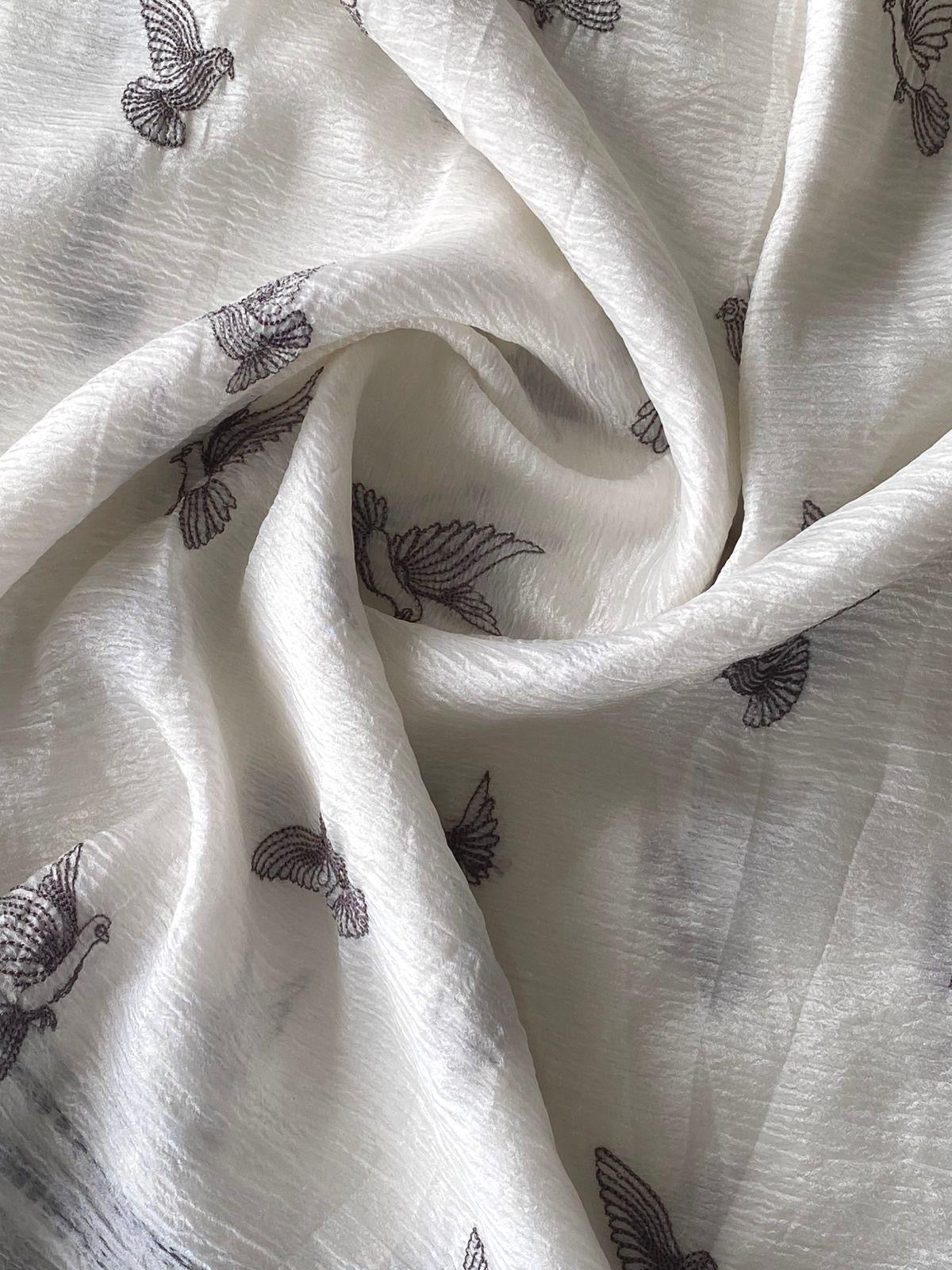 Paper Crush Embroidery saree Luxe