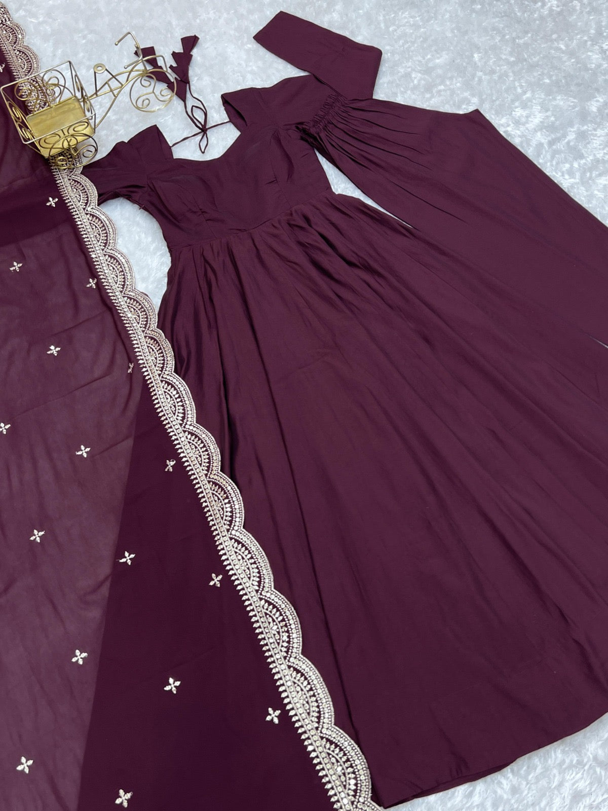 Celebrate Style Anarkali Gowns with cutwork dupatta