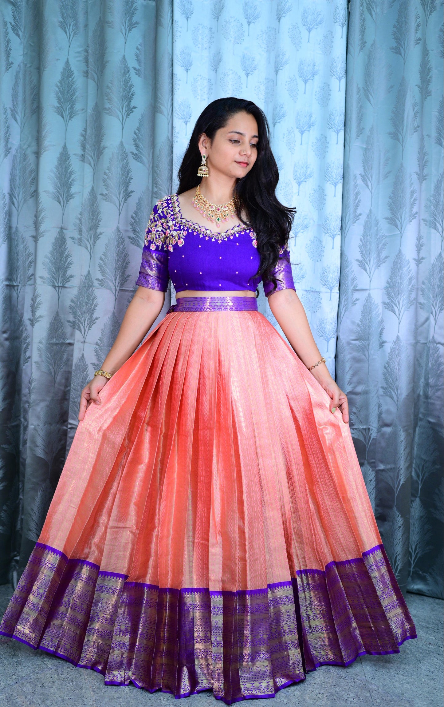 Pure Maggam work Kanchipuram lehengas
