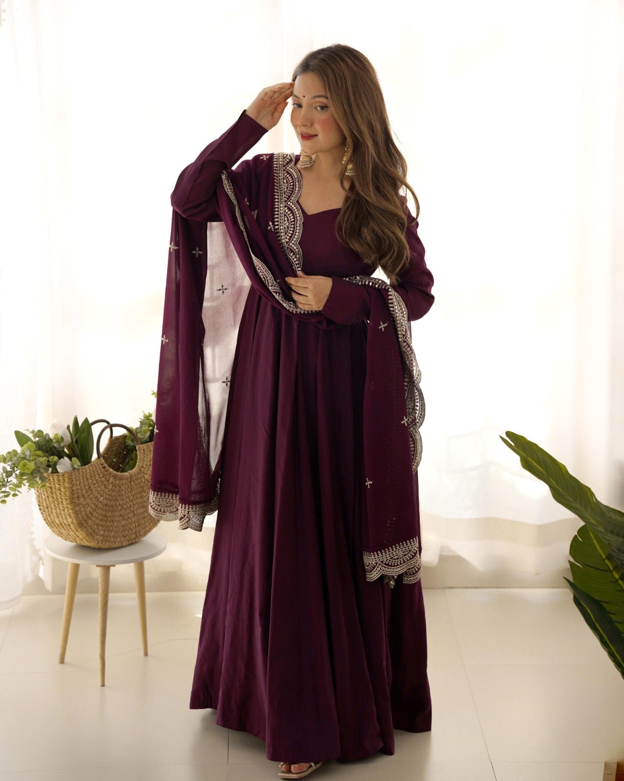 Celebrate Style Anarkali Gowns with cutwork dupatta