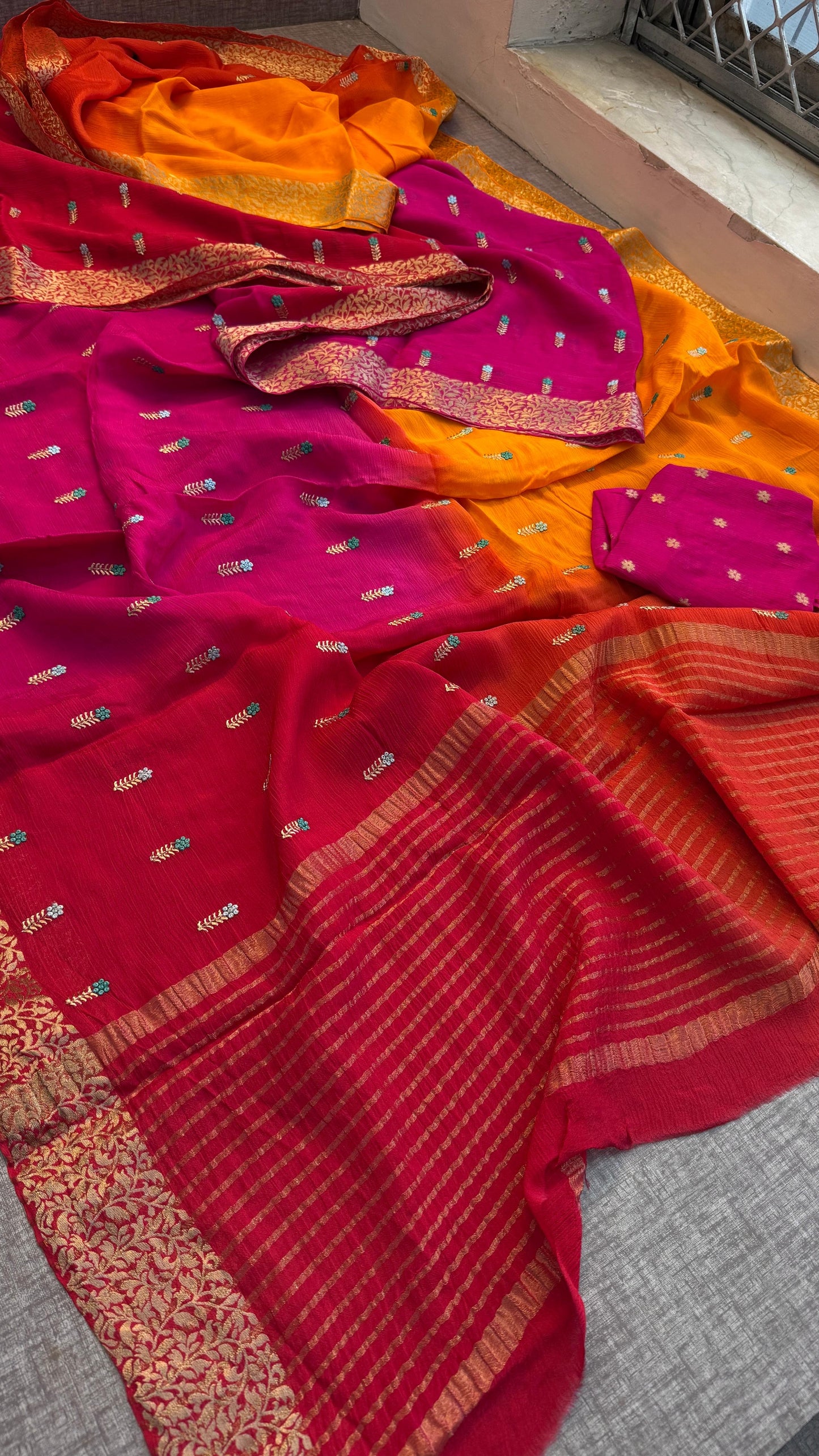 Luxe Pure Chinon Crepe Embroidery sarees