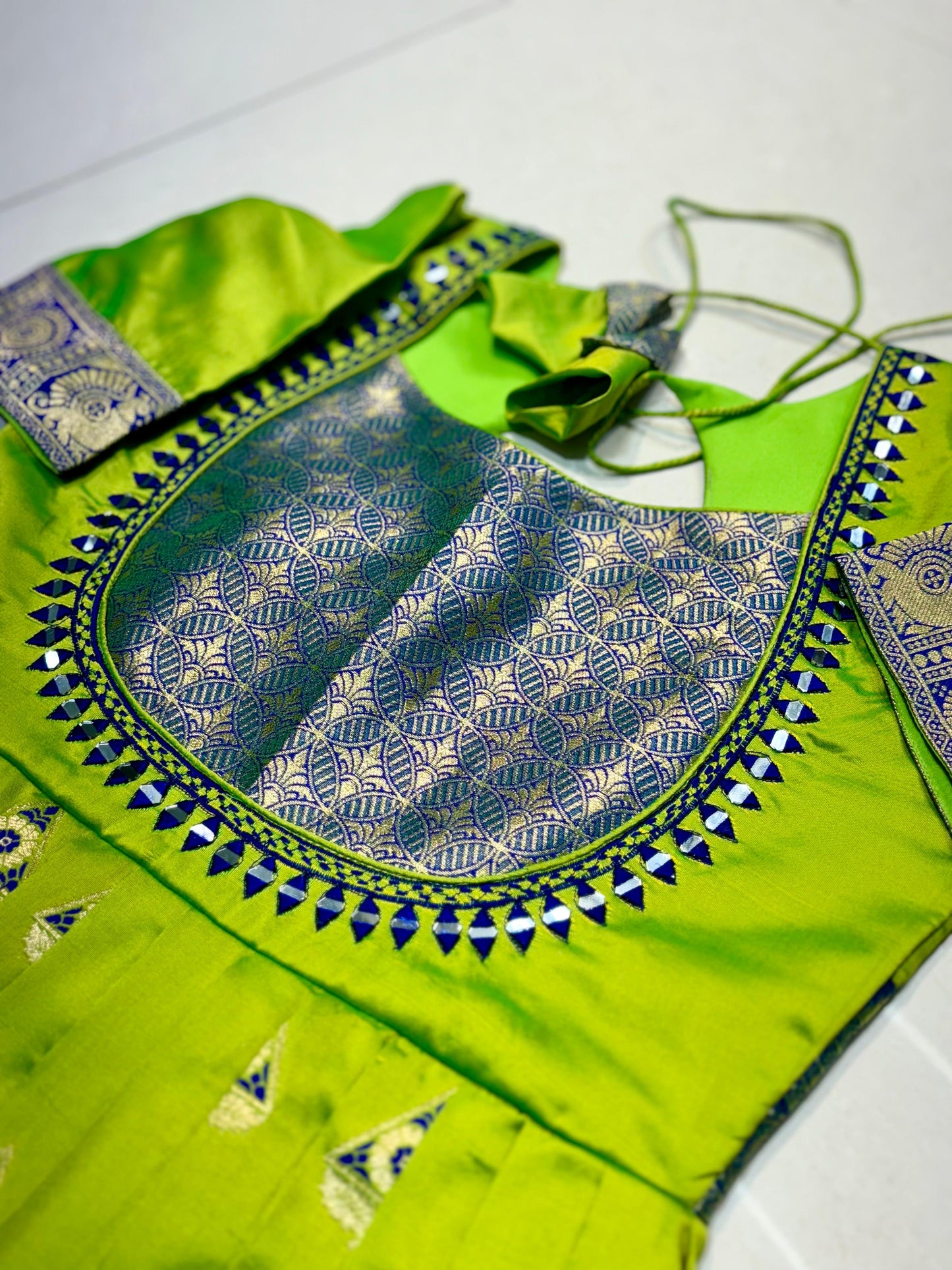 Silk Parrot Green Gown with Dupatta