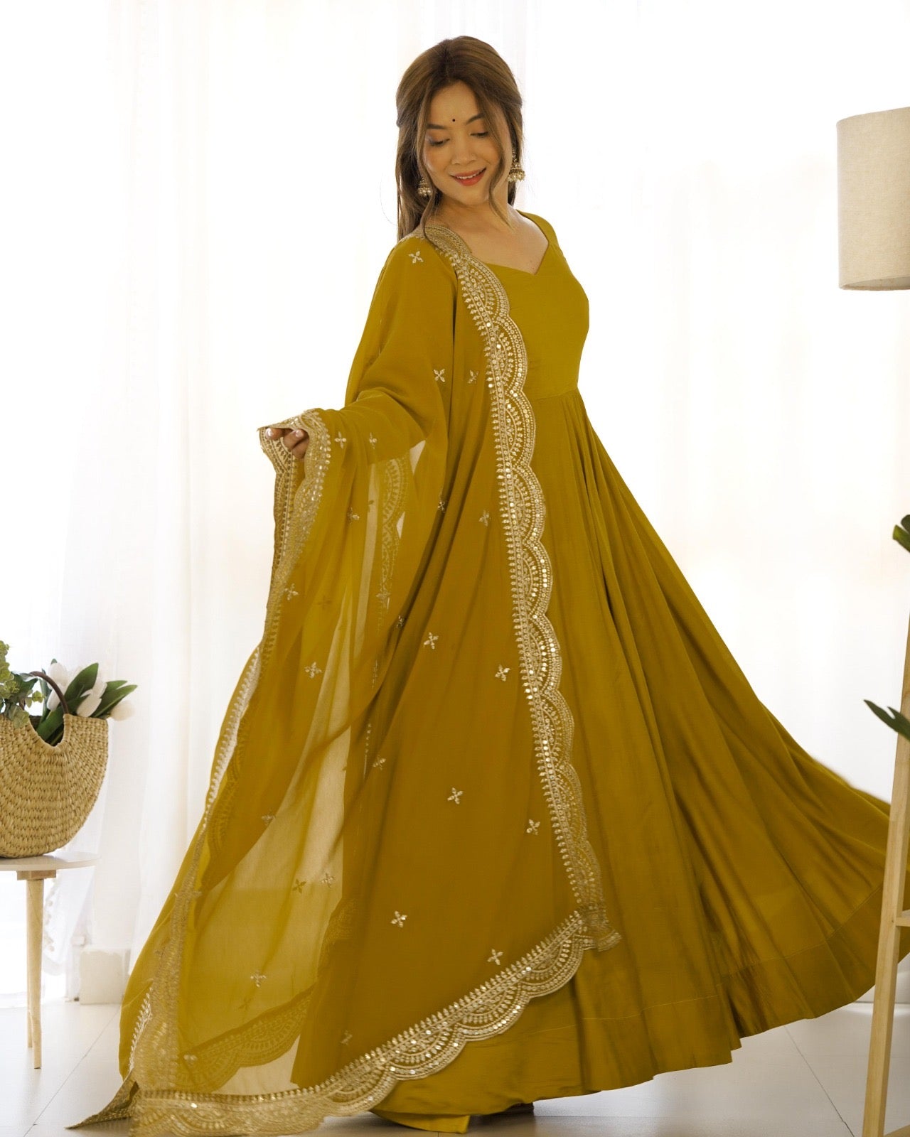 Celebrate Style Anarkali Gowns with cutwork dupatta