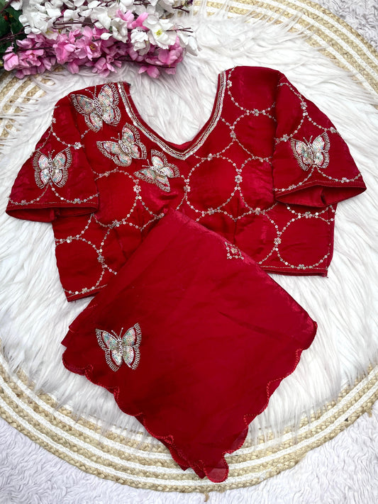 Butterfly Designer with Stitched Saree blouse