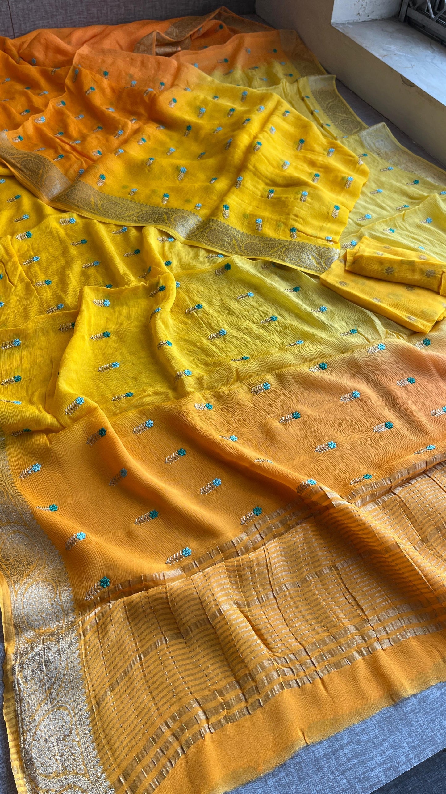 Luxe Pure Chinon Crepe Embroidery sarees