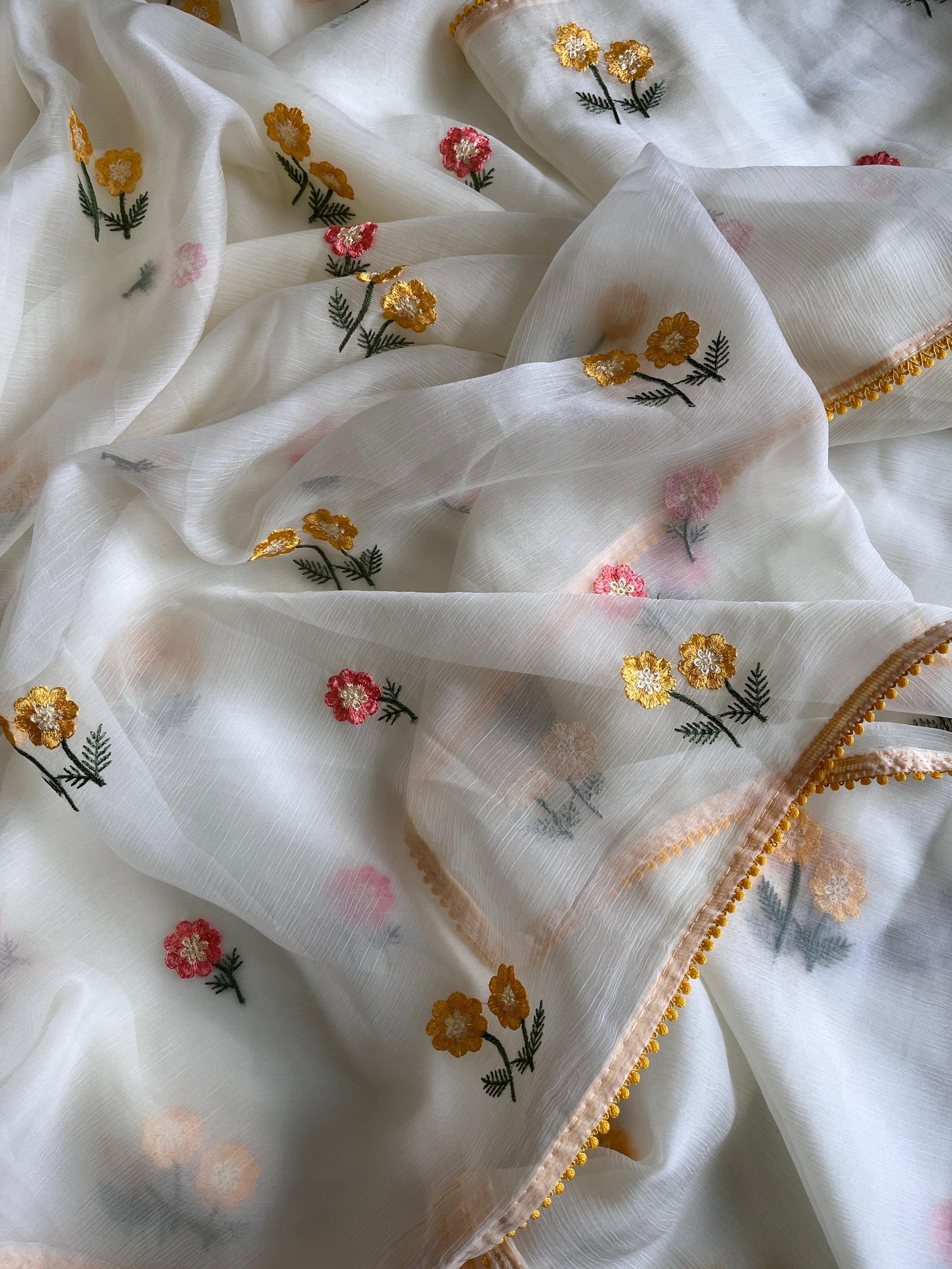 Pure Chiffon Organza Saree with embroidery work budget sarees