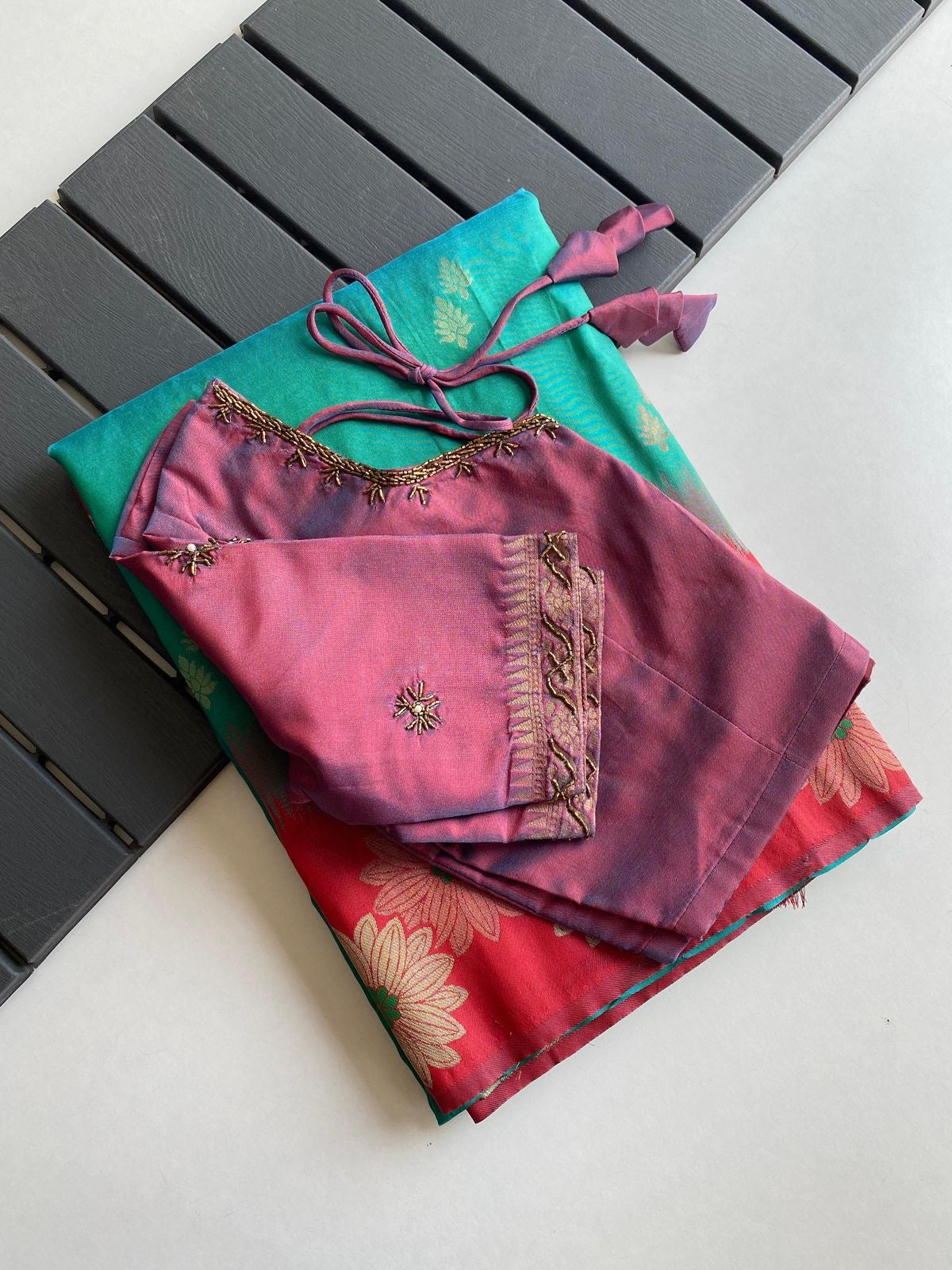 Soft silk luxe saree with stitched Blouses