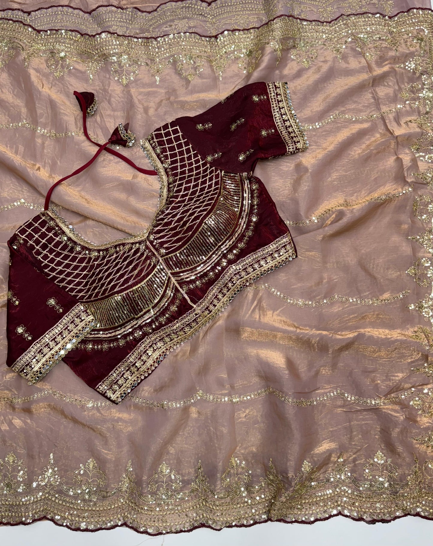 Soft Fendy work saree with stitched blouse