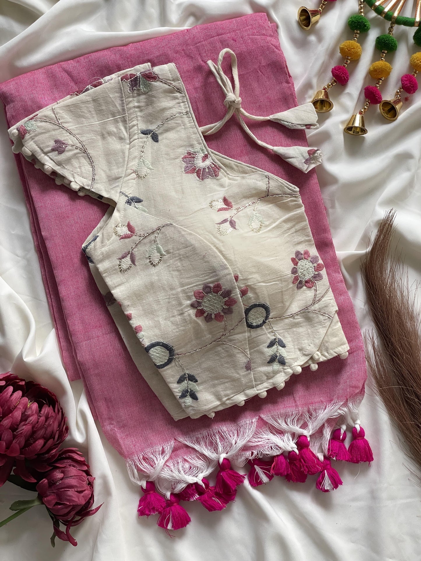 Khadi cotton with Heavy Embroidery work blouse