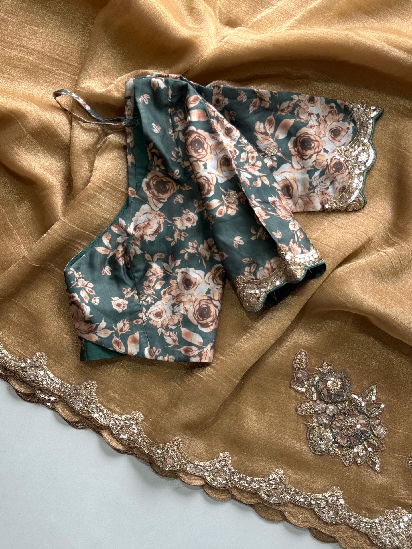 SoftLuxe Banarasi crush tissue sequence stitched blouse