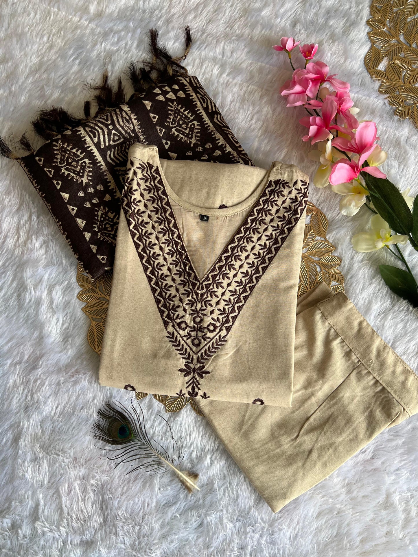 Khadi Cotton 3 Pieces Kurti Set