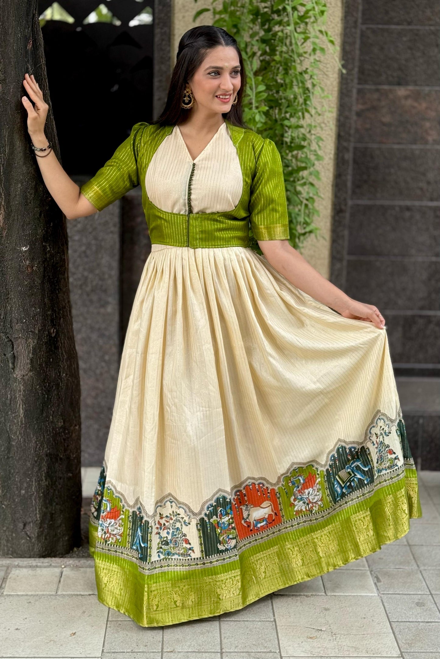 2 In One Kalamkari Mixed Gowns