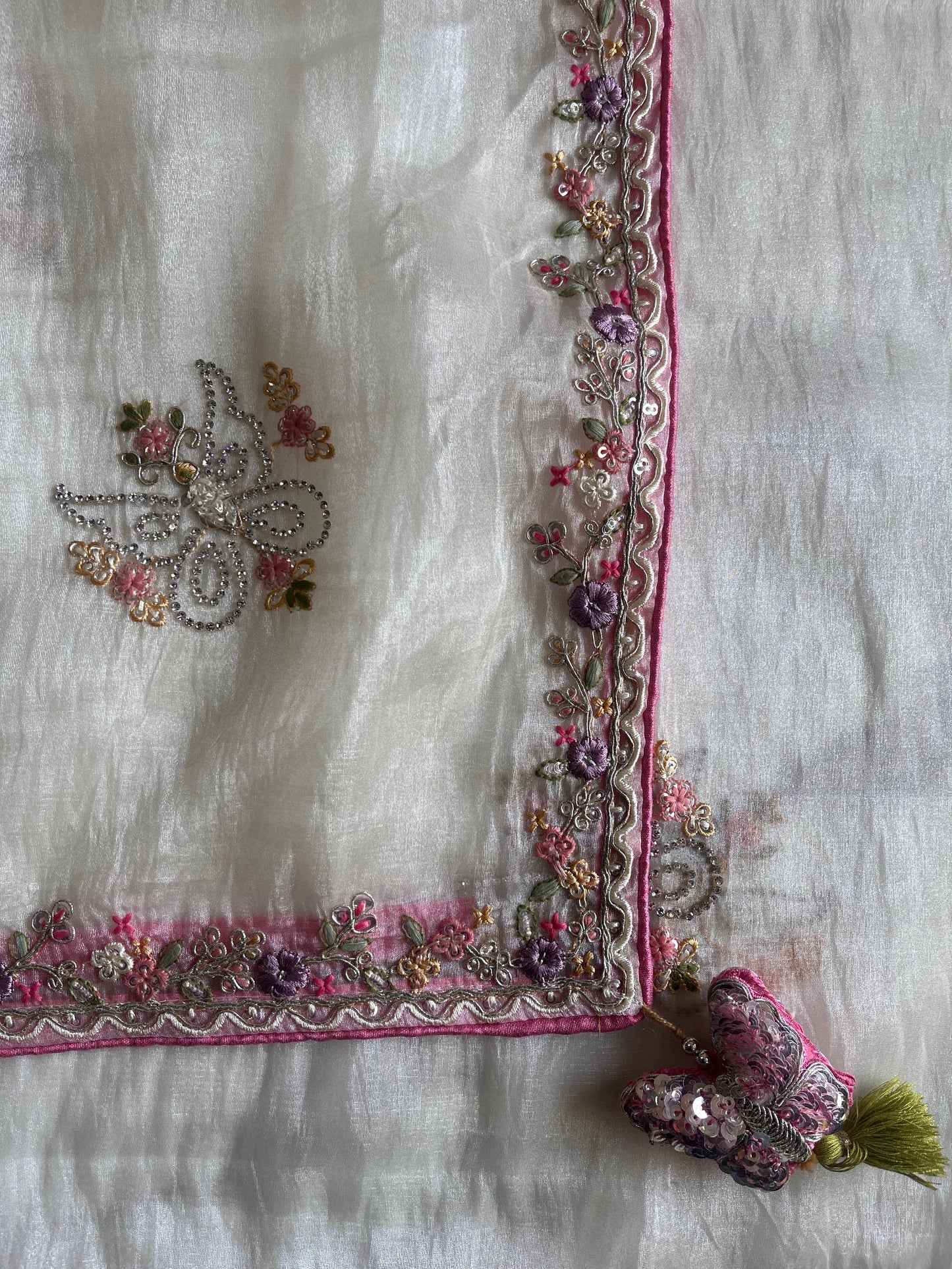 Luxe organza with coding work stitched blouse saree