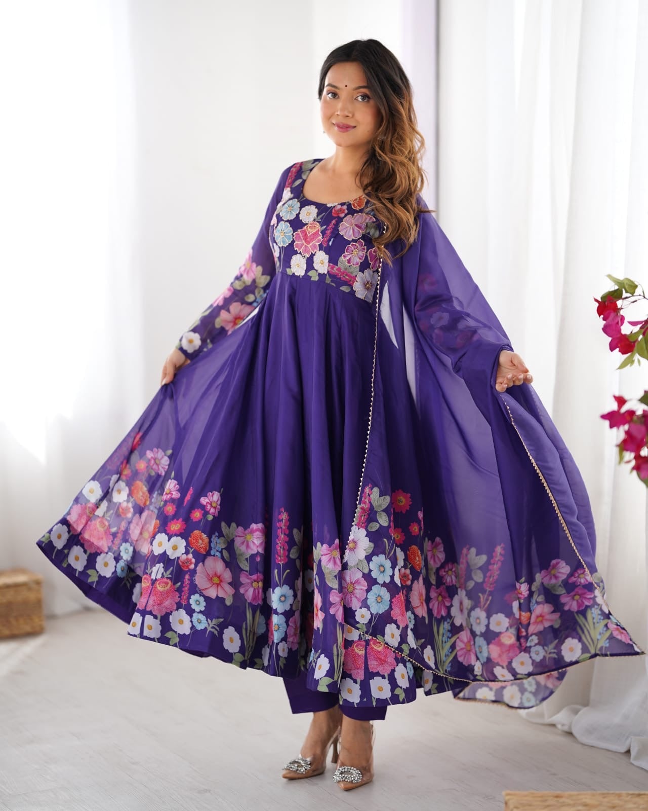 Anarkali Gown 3 Pieces Sets Floral Designer