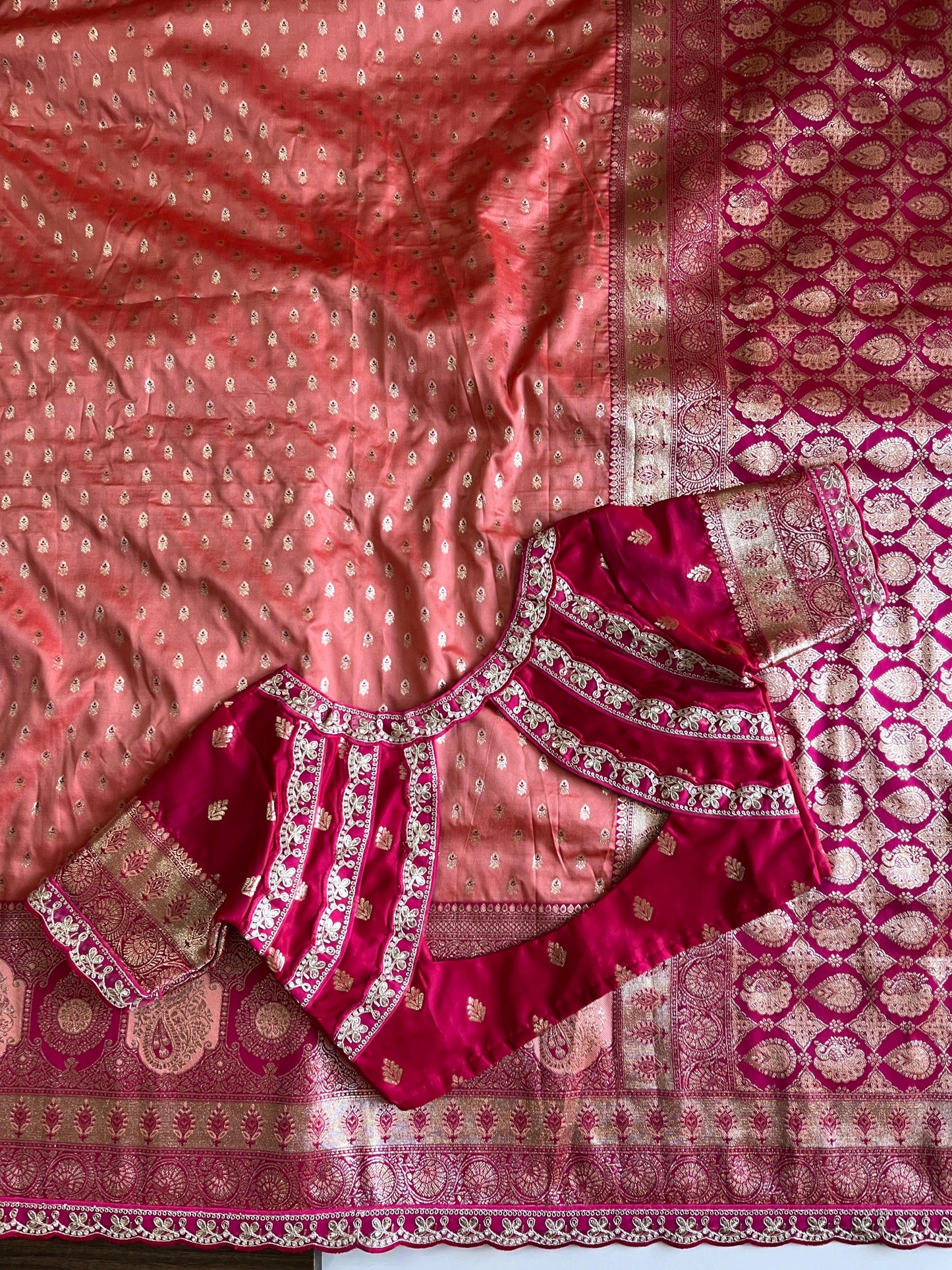 Weaving Banarasi saree with stitched blouse