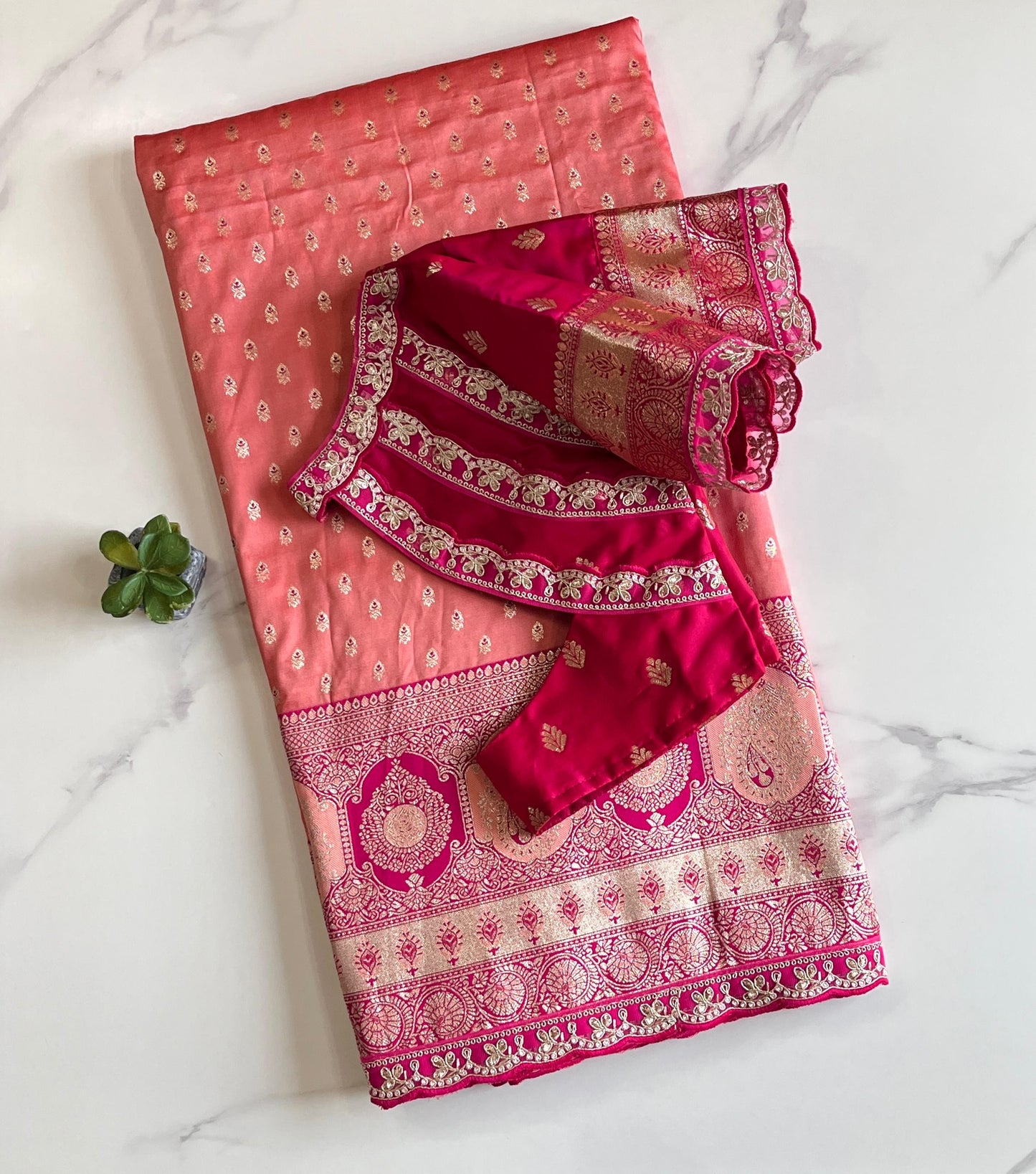 Weaving Banarasi saree with stitched blouse
