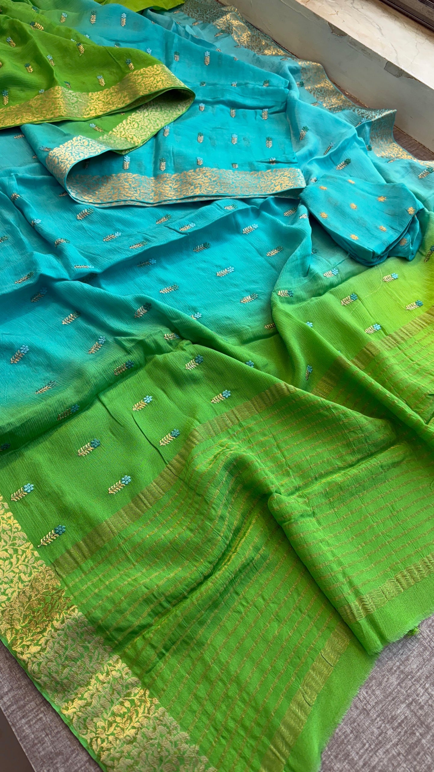 Luxe Pure Chinon Crepe Embroidery sarees