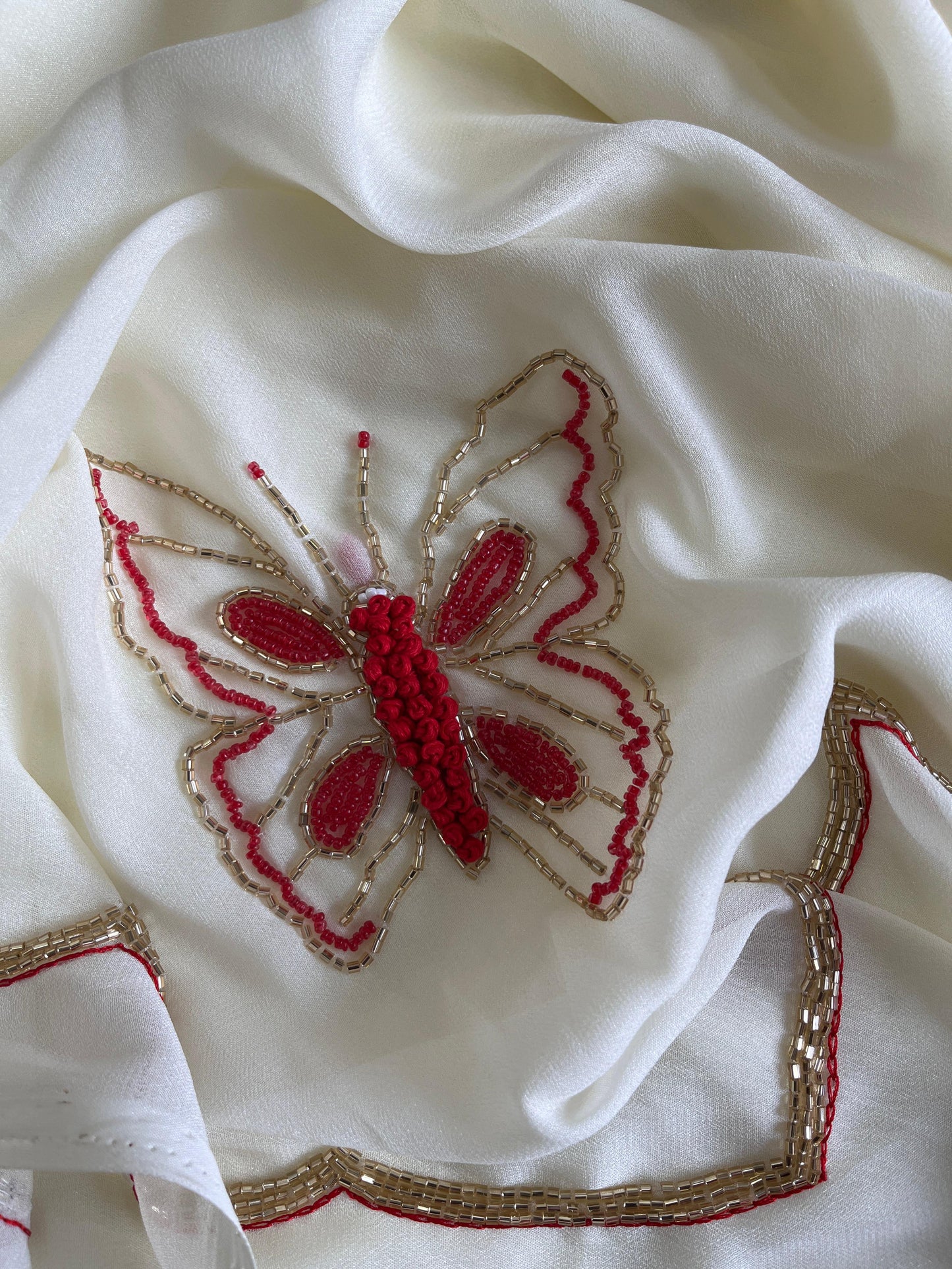 Butterfly Handwork Saree With stitched Blouse luxe
