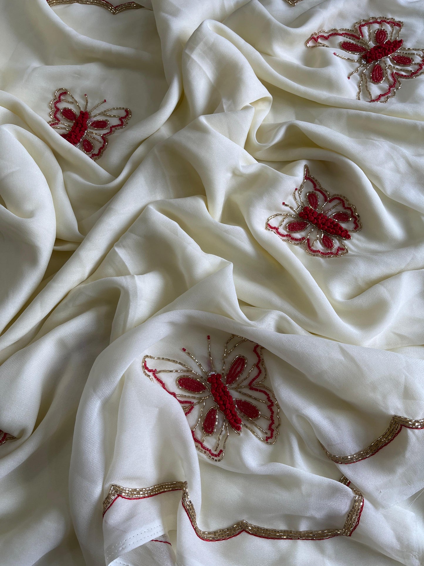 Butterfly Handwork Saree With stitched Blouse luxe