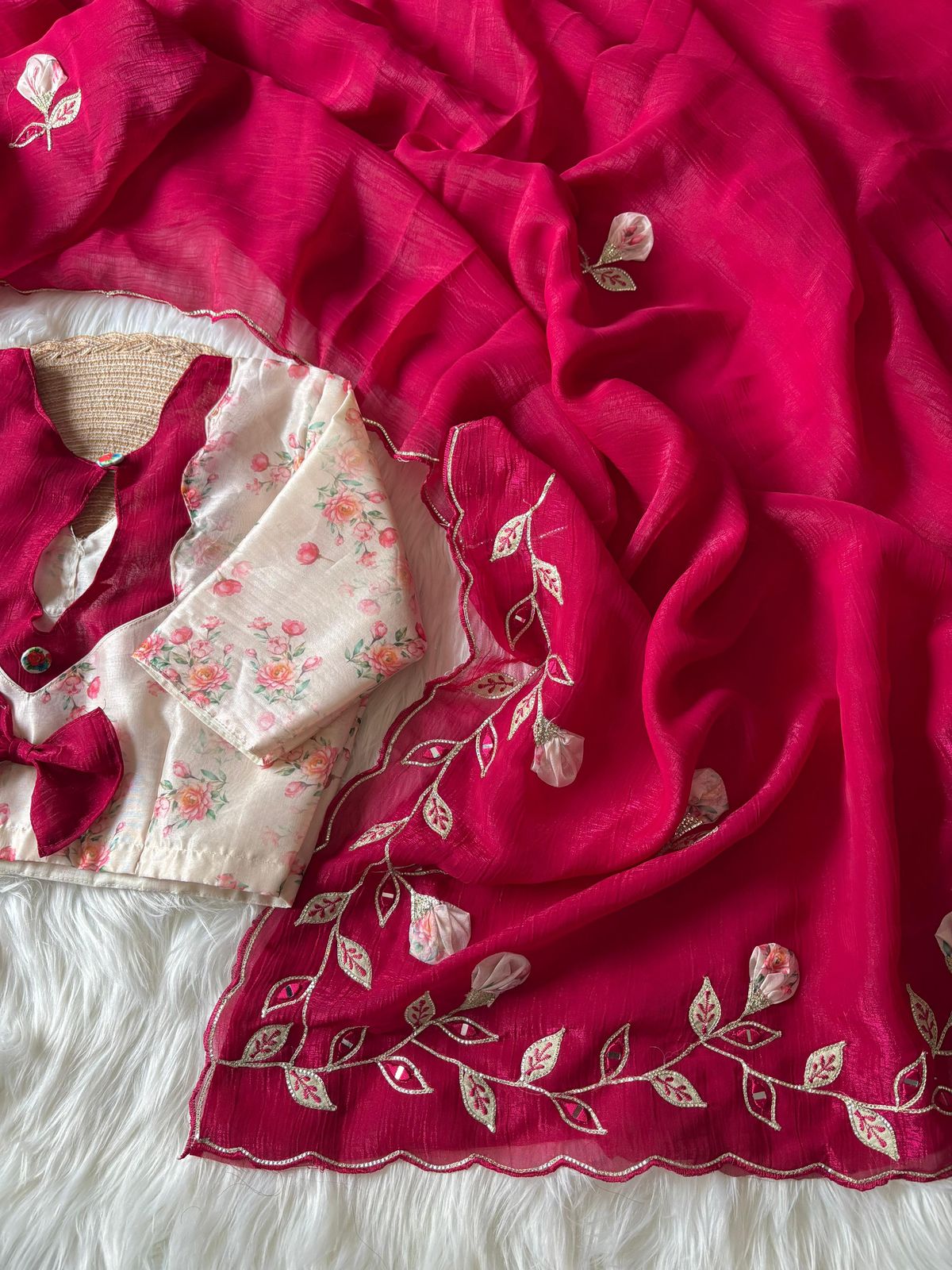 Soft Crunchy crush stitched blouse sarees