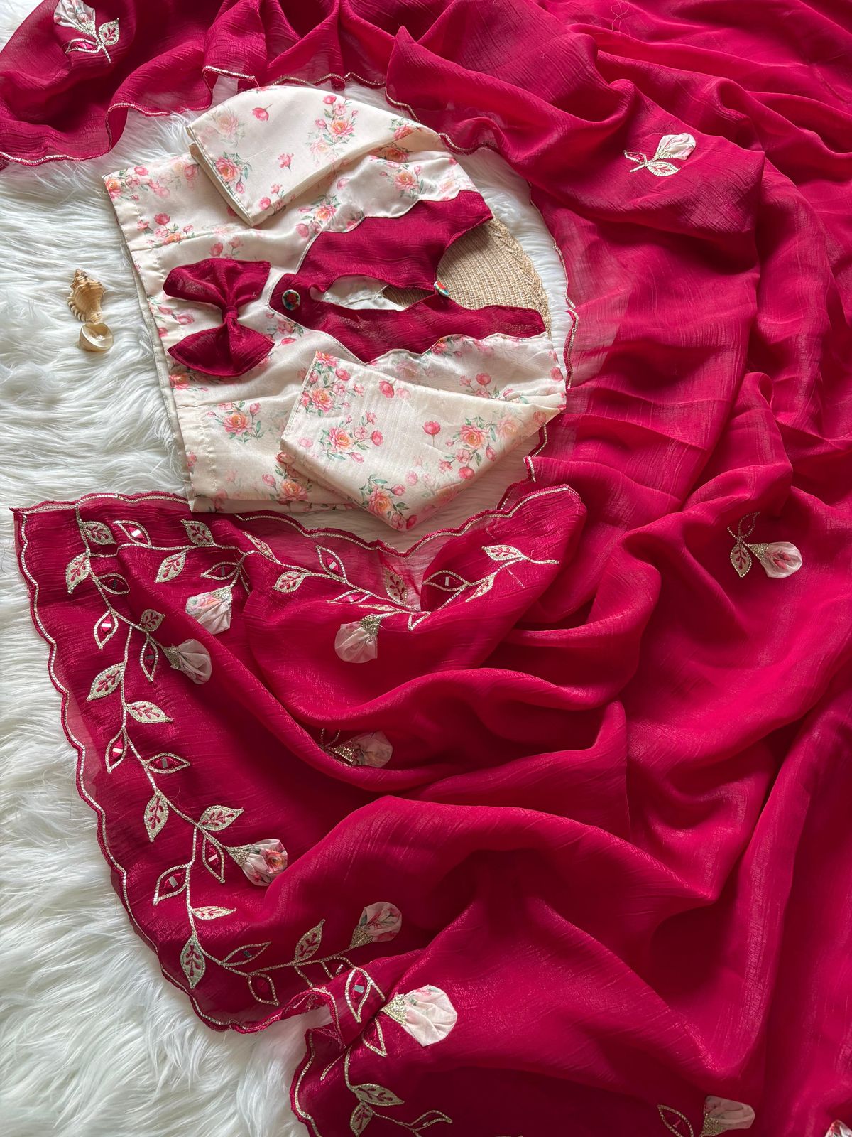 Soft Crunchy crush stitched blouse sarees