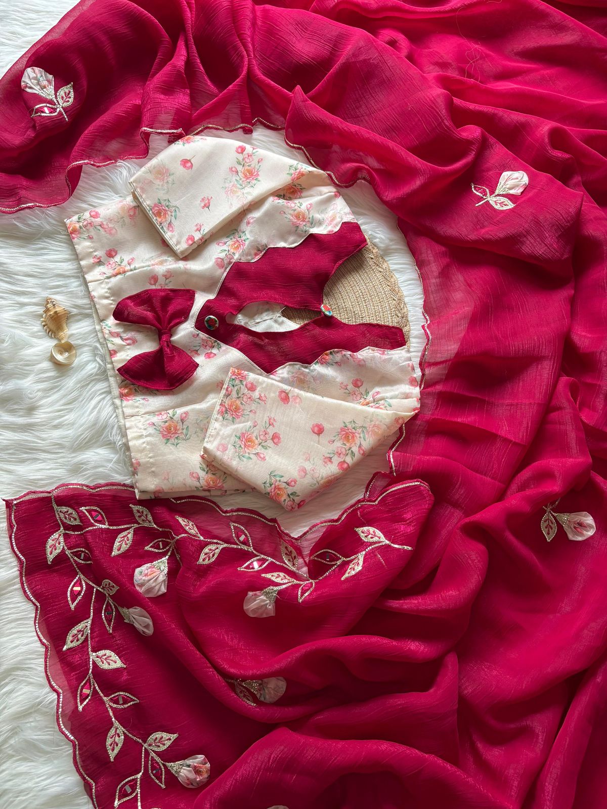Soft Crunchy crush stitched blouse sarees