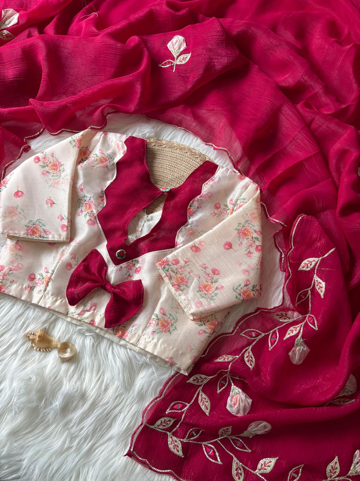 Soft Crunchy crush stitched blouse sarees