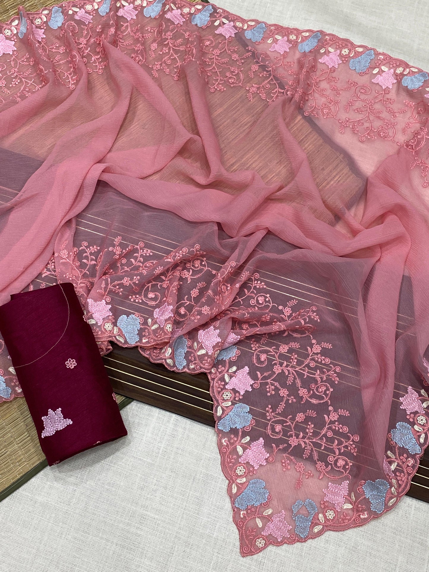Crush embroidery budget sarees