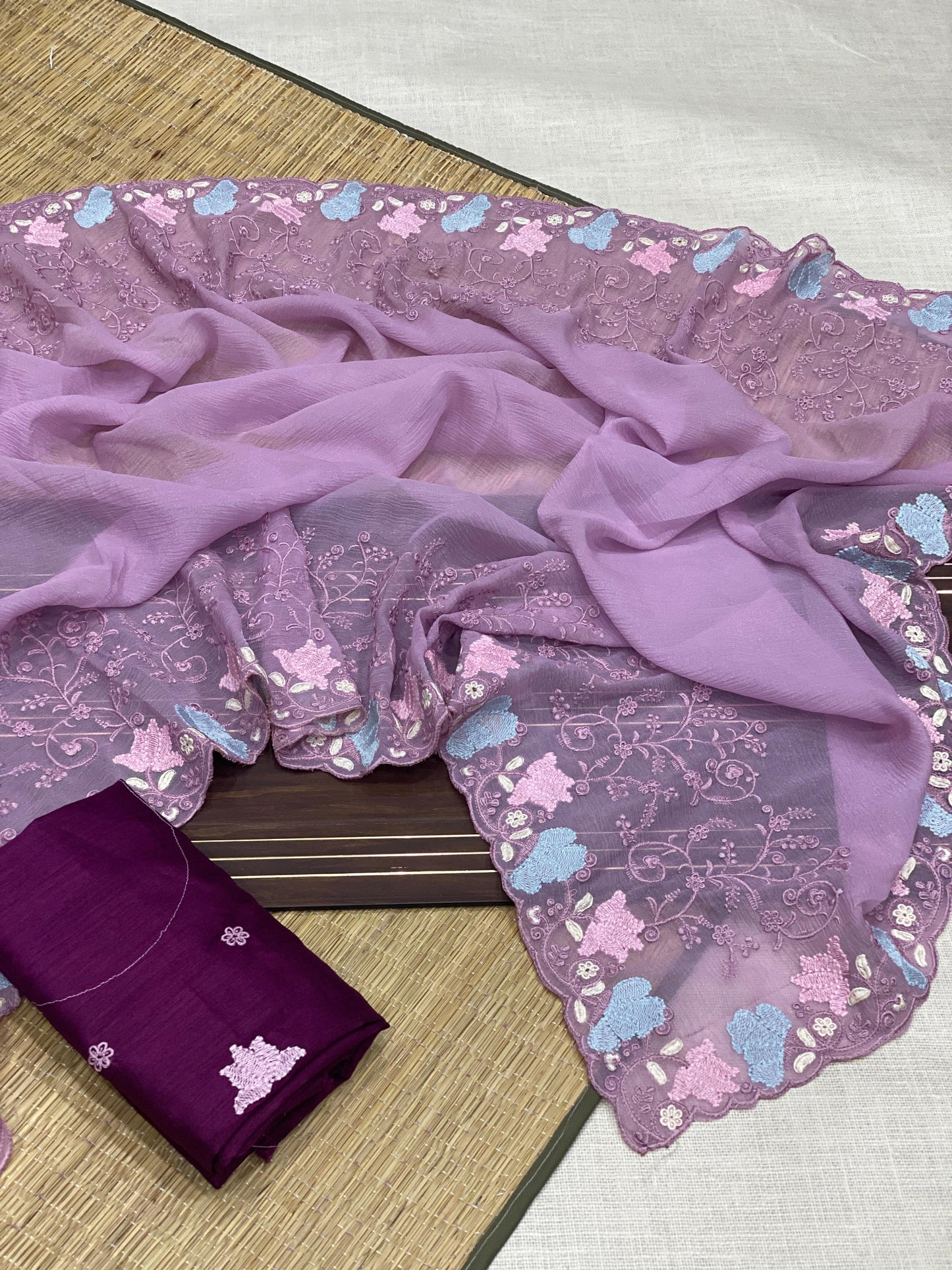 Crush embroidery budget sarees